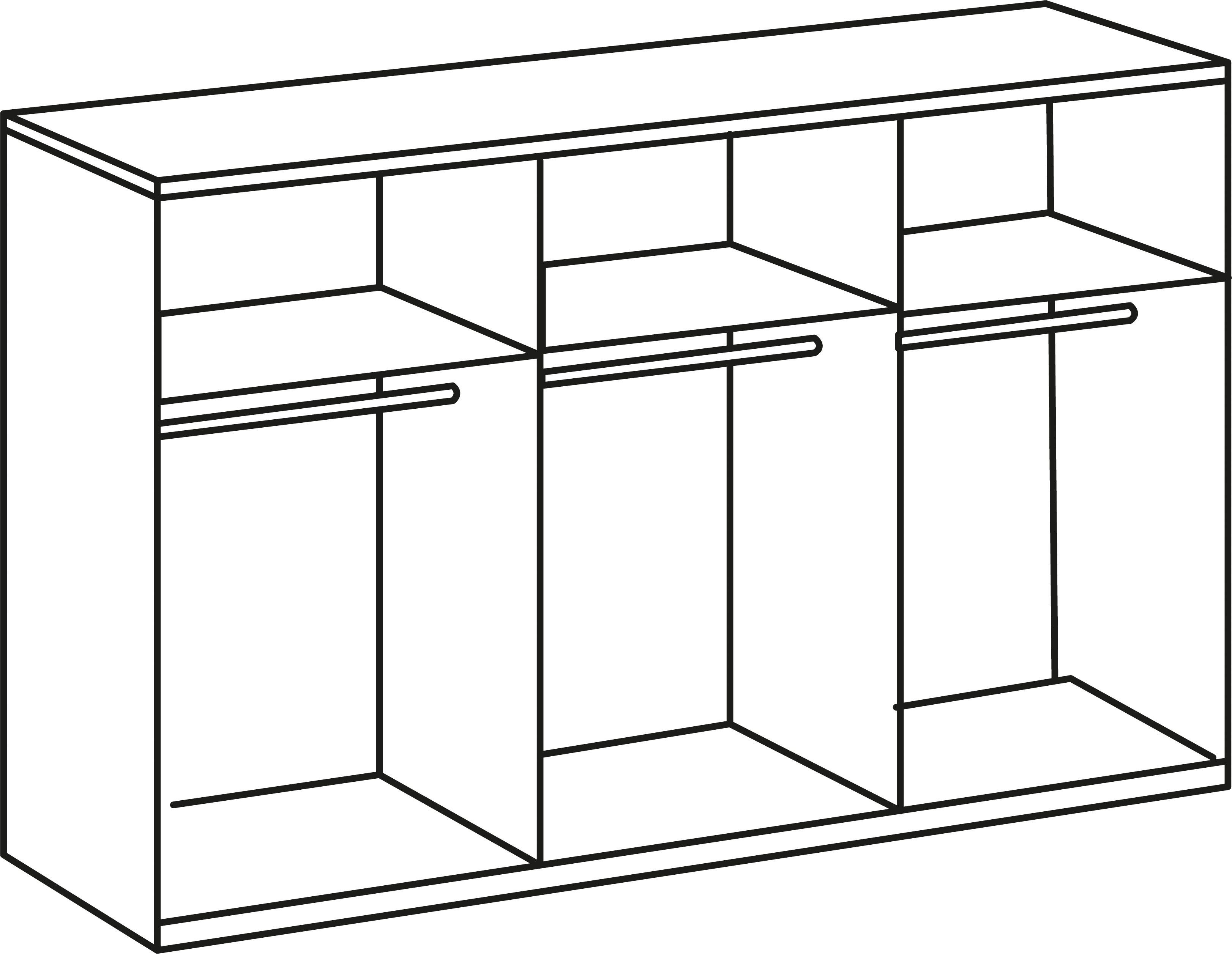 Level Glastüren mit To Synchronöffnung Schwebetürenschrank weiß/Grauglas Fresh Go und