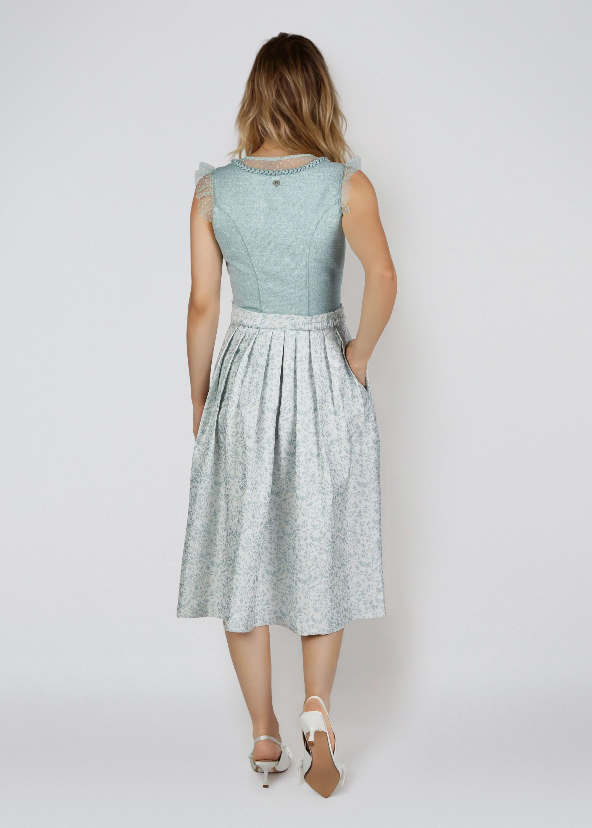 Spieth & Wensky Dirndl Hala in feine Leinenoptik und dekorative Zopfborte – Bild 3 von 5
