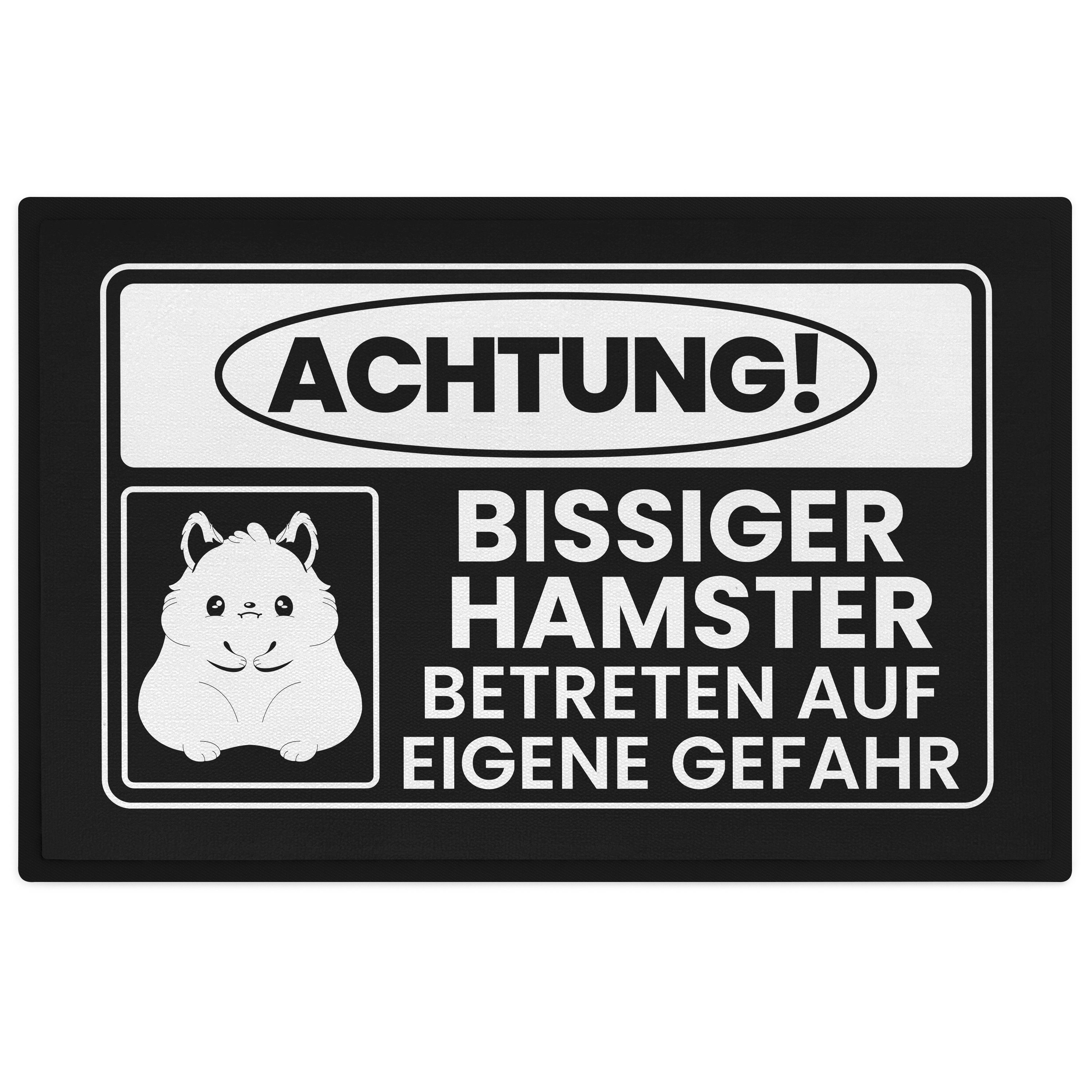 Fußmatte Achtung Bissiger Hamster Fußmatte Geschenk Hamster Mama Spruch 60x40 c, Trendation