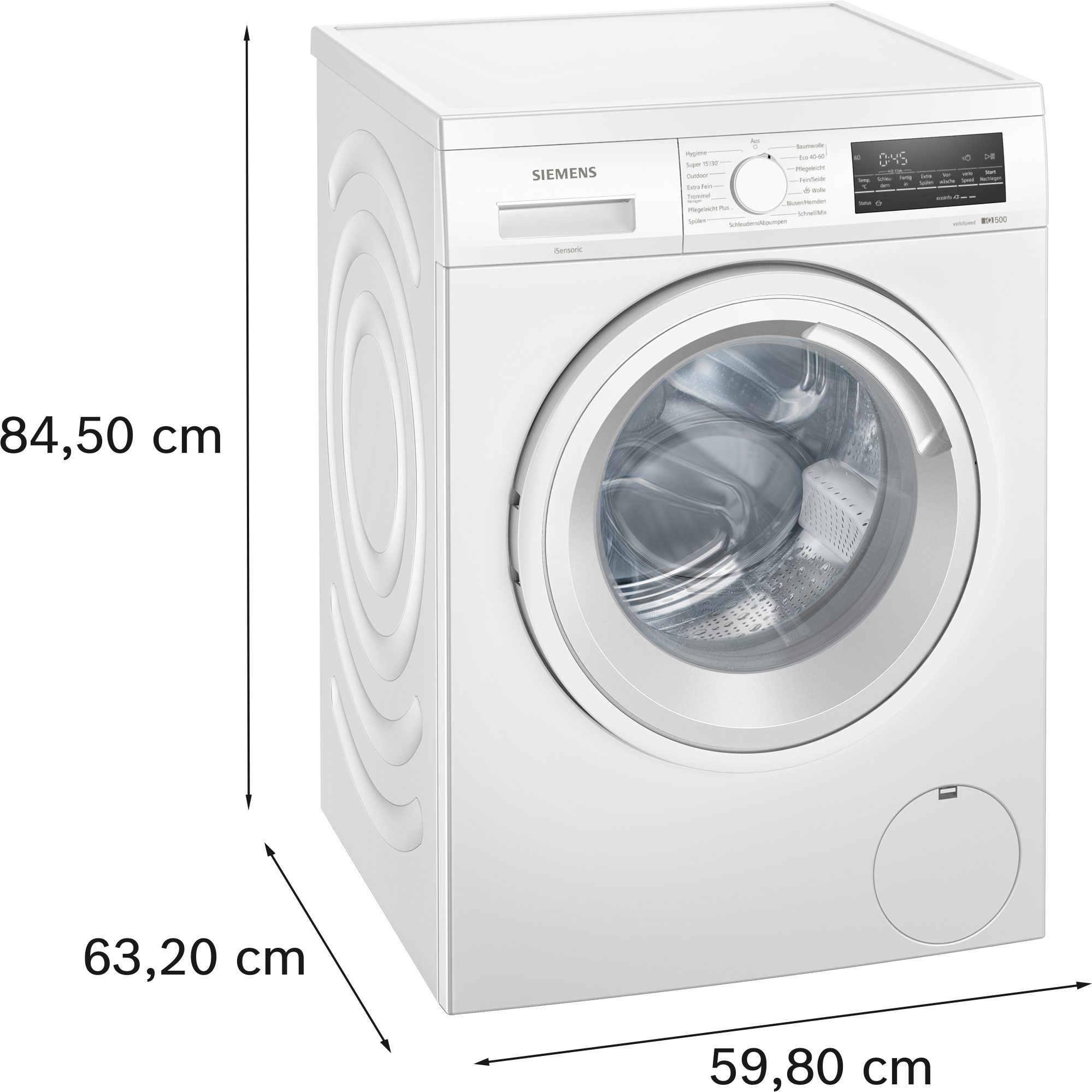 SIEMENS Waschmaschine iQ500 WU14UT22, 9 kg, 1400 U/min, Unterbaufähig, Outdoor-Programm, Kurzprogramme, Softtrommel