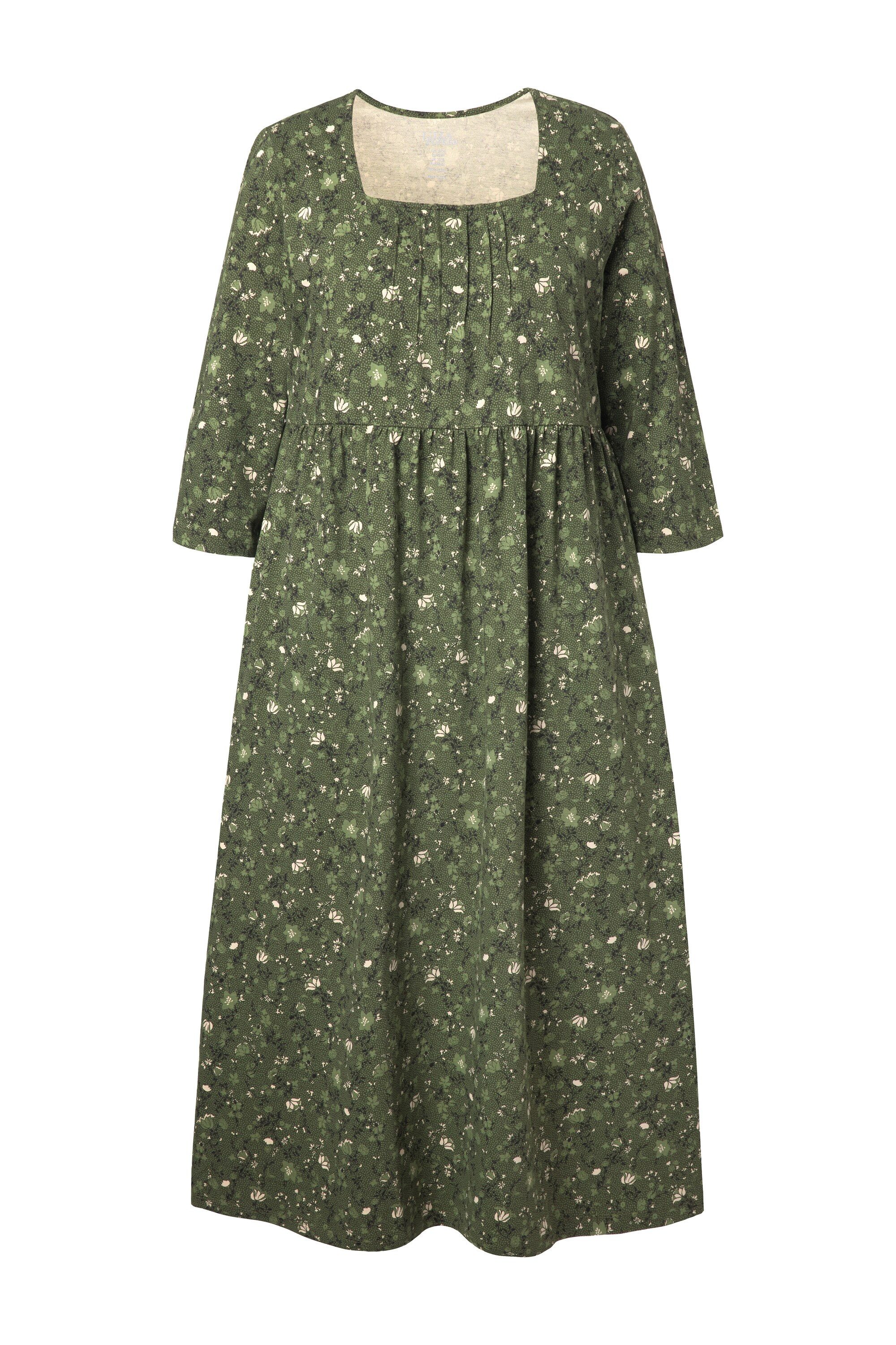 Ulla Popken Maxikleid Jersey-Maxikleid Blüten A-Linie Carré-Ausschnitt günstig online kaufen