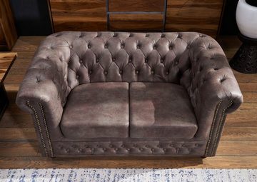 Massivmoebel24 Sofa Sofa 148x86x72 dunkelbraun CHESTERFIELD