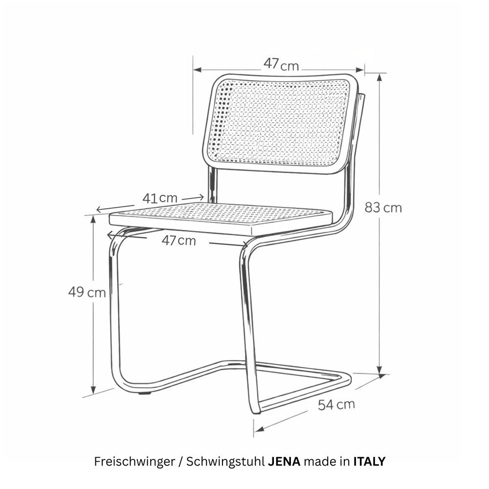 pemora Freischwinger Schwingstuhl JENA 2-er Set Wiener Geflecht, stapelbar Gestell schwarz