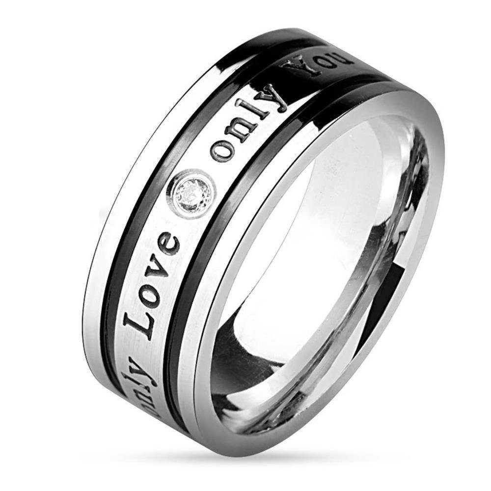 BUNGSA Partnerring Ring Only Love Only You Rosegold aus Edelstahl (Ring, 1-tlg., inkl. Schmuckbeutel aus Organza), Damen Herren Silber