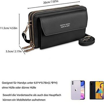 Fivejoy Schultertasche Schultertasche Umhängen Damen, Handy Umhängetasche Geldbörse, (mit 12 Kartenfächer, Handy Schultertasche Reißverschluss Crossbody)