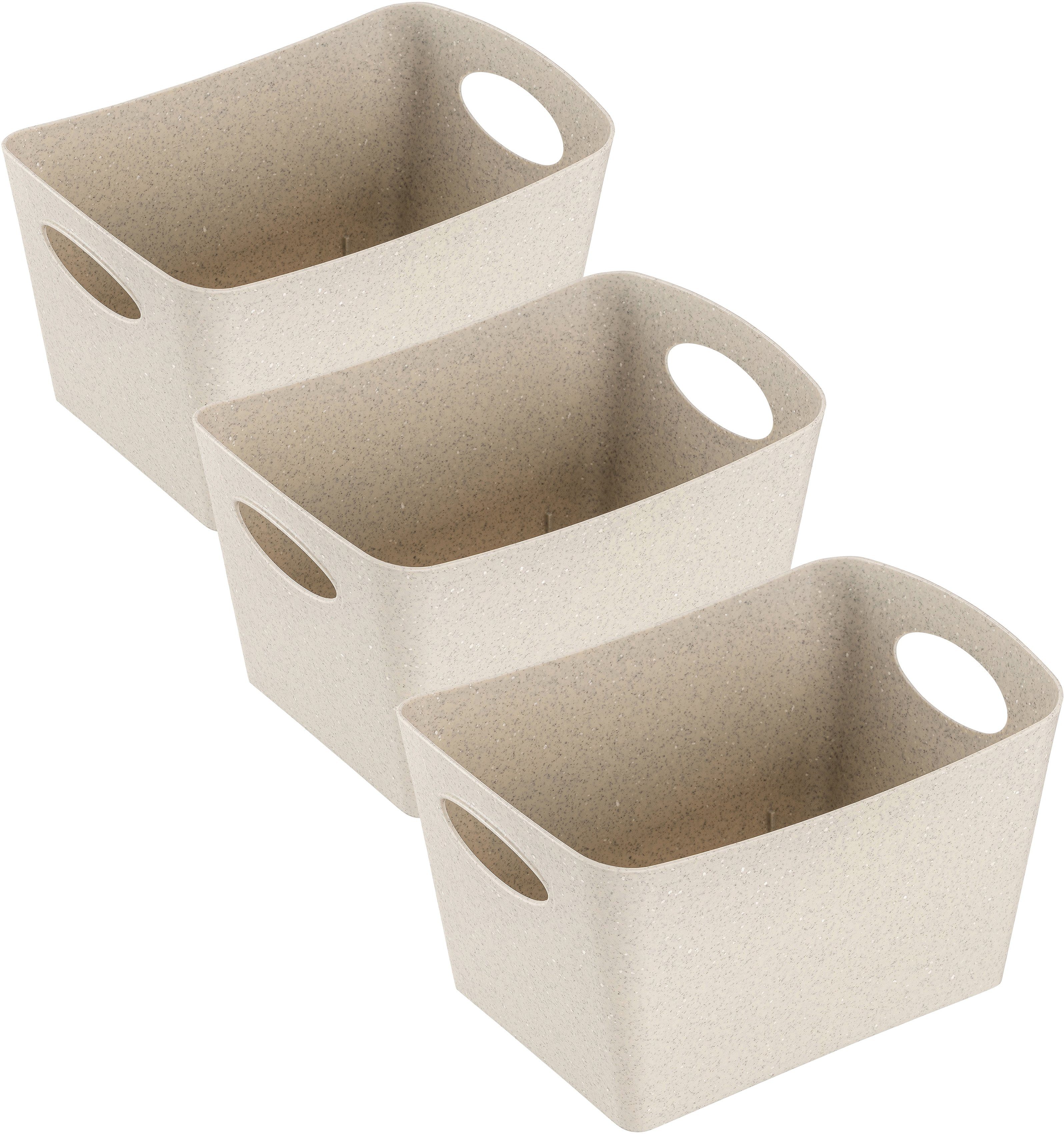 KOZIOL Organizer BOXXX S (Set, 3 St), Aufbewahrungsbox, Made in Germany, 100% recyceltes Material, 1 Liter recycled desert sand
