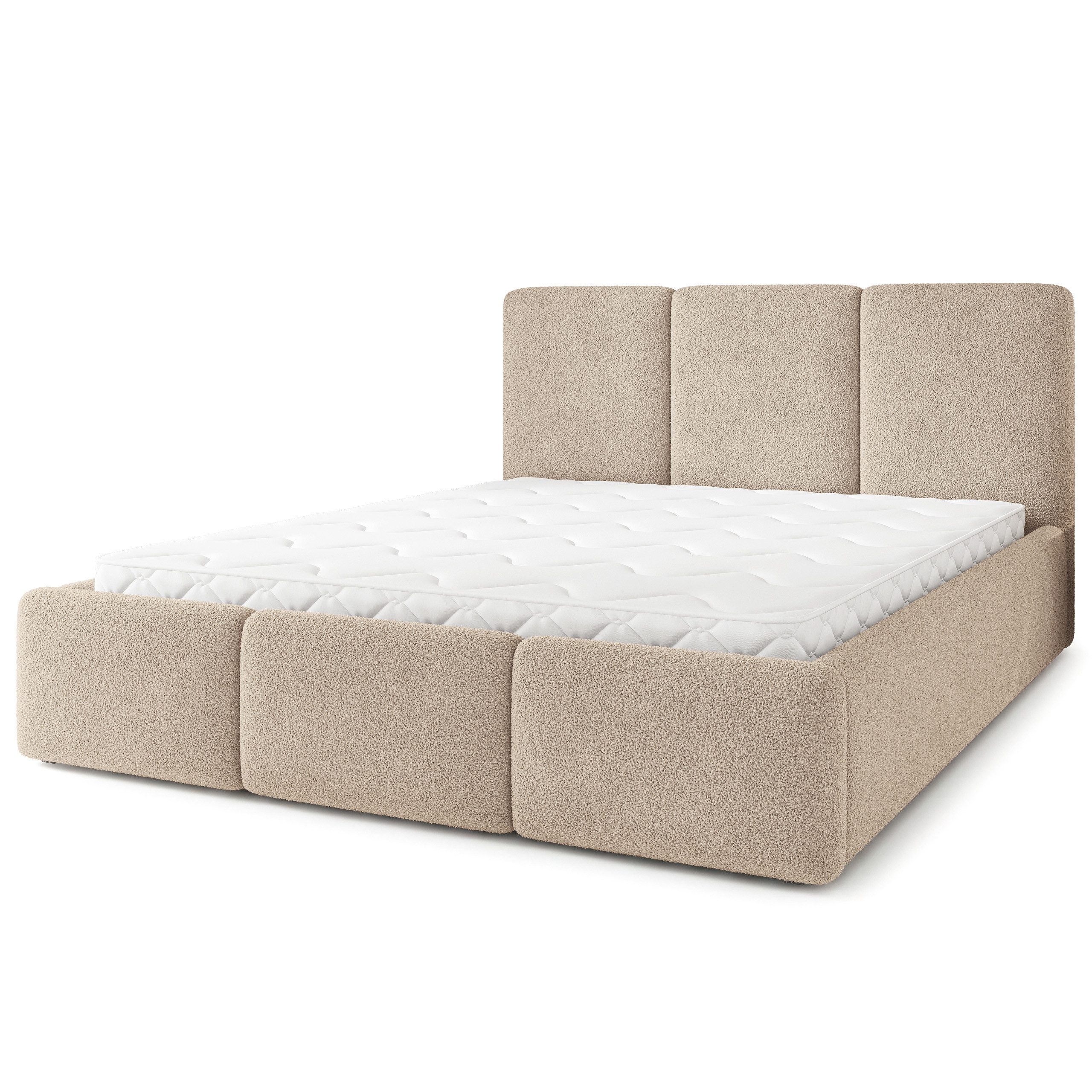 Masseno Polsterbett MORENA 120x200 cm beige (mit Bettkasten und Lattenrost)