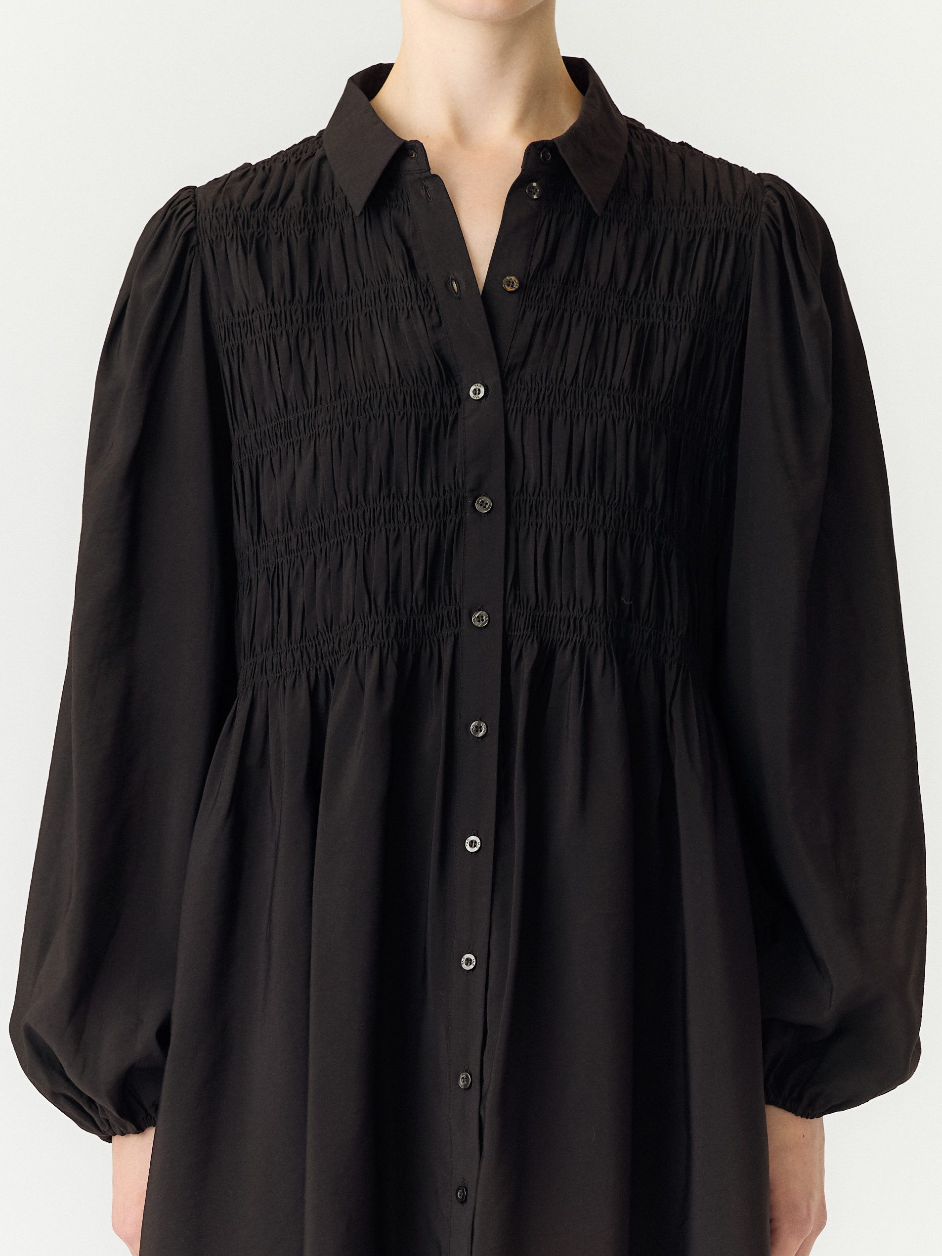 Y.A.S Smokkleid YASPALA LS SMOCK SHIRT DRESS S. NOOS Viskosemischung