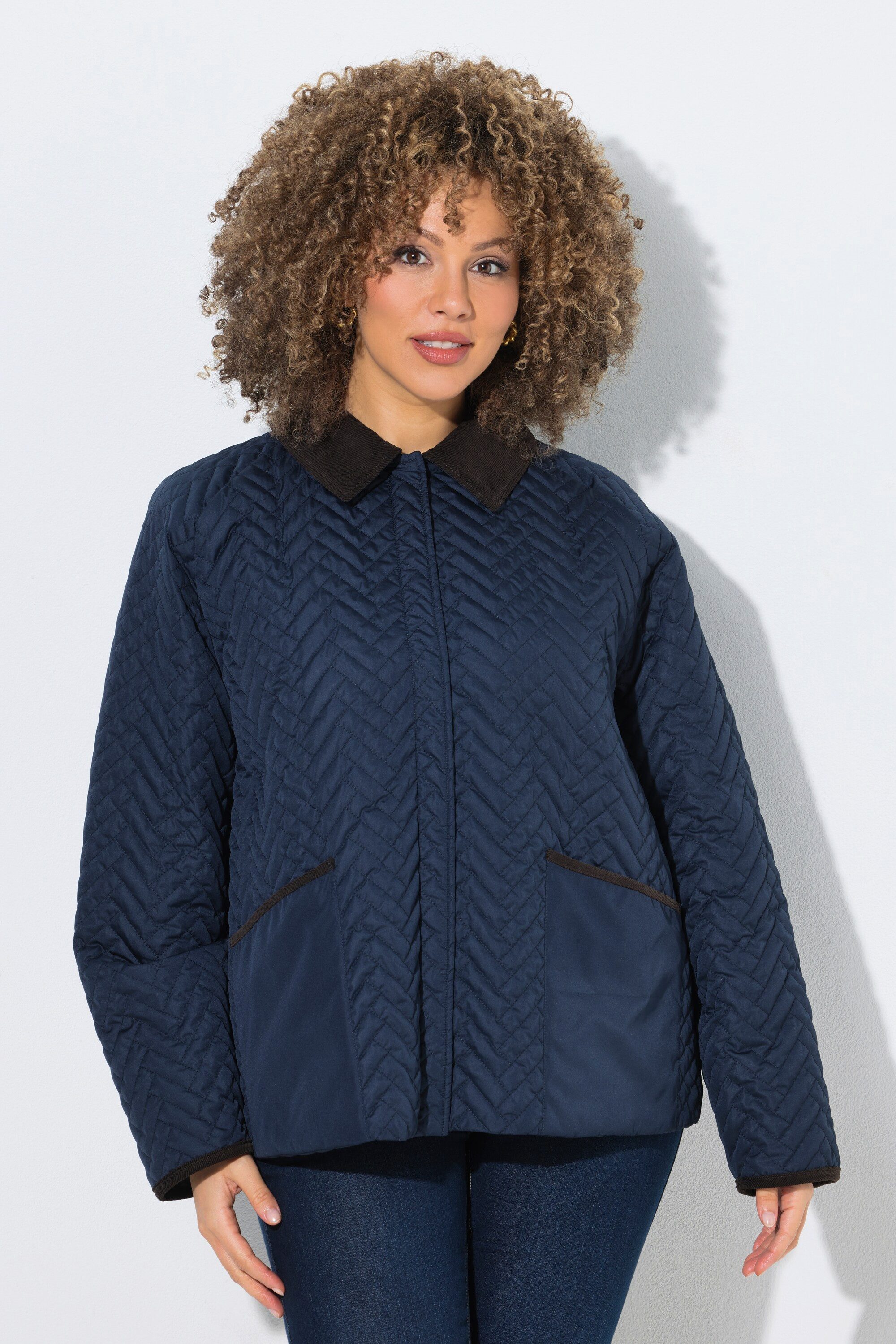 Ulla Popken Steppjacke HYPRAR Steppjacke wasserabweisend Cordkragen