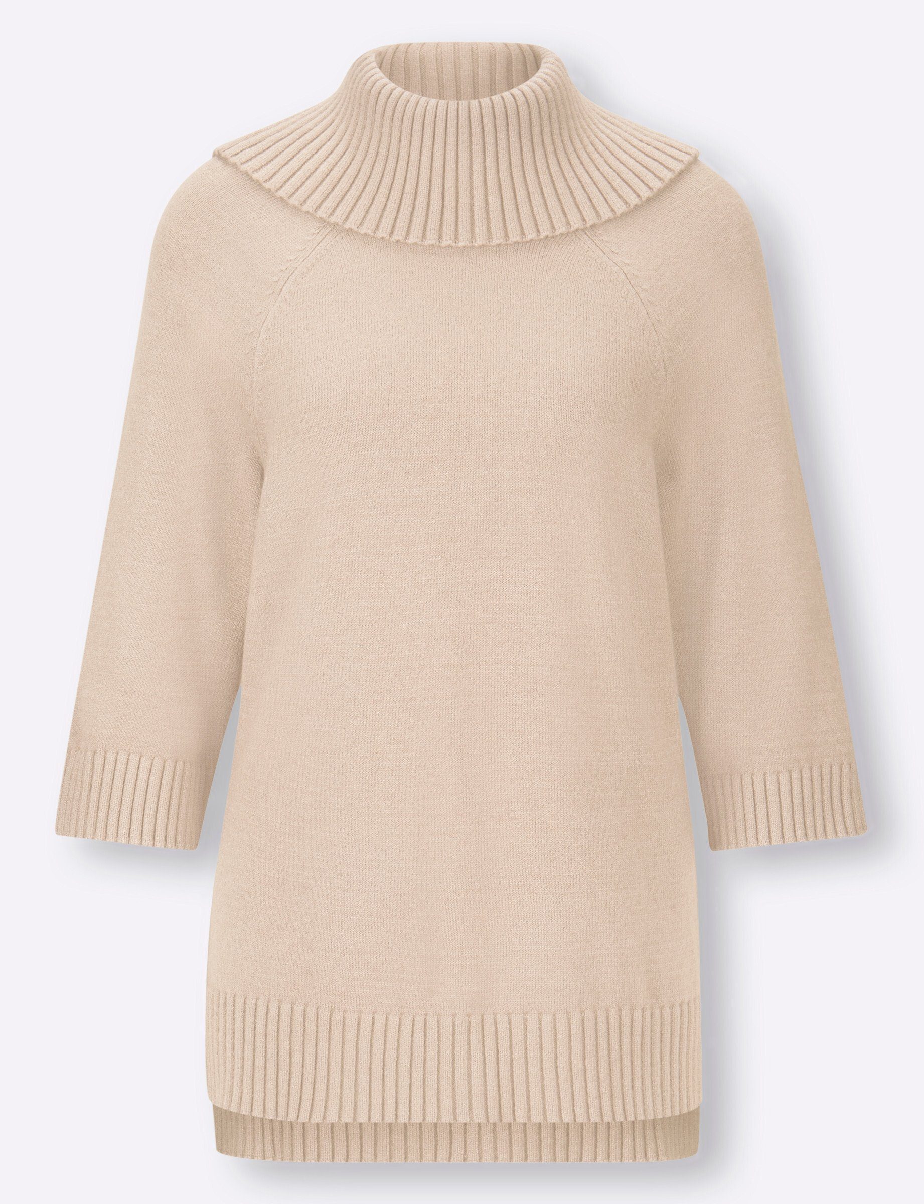 heine Strickpullover Rollkragenpullover 3/4-Arm Feinstrick, Rippoptik
