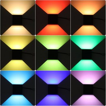 LETGOSPT Wandleuchte 2 Stück 7W Modern RGB LED Wandlampe,Dimmbar mit APP und WIFI-steuerung, LED fest integriert, Warmweiß+RGB, IP65 Wasserdichte LED Außenwandlampe für Alexa und Google-Assistant