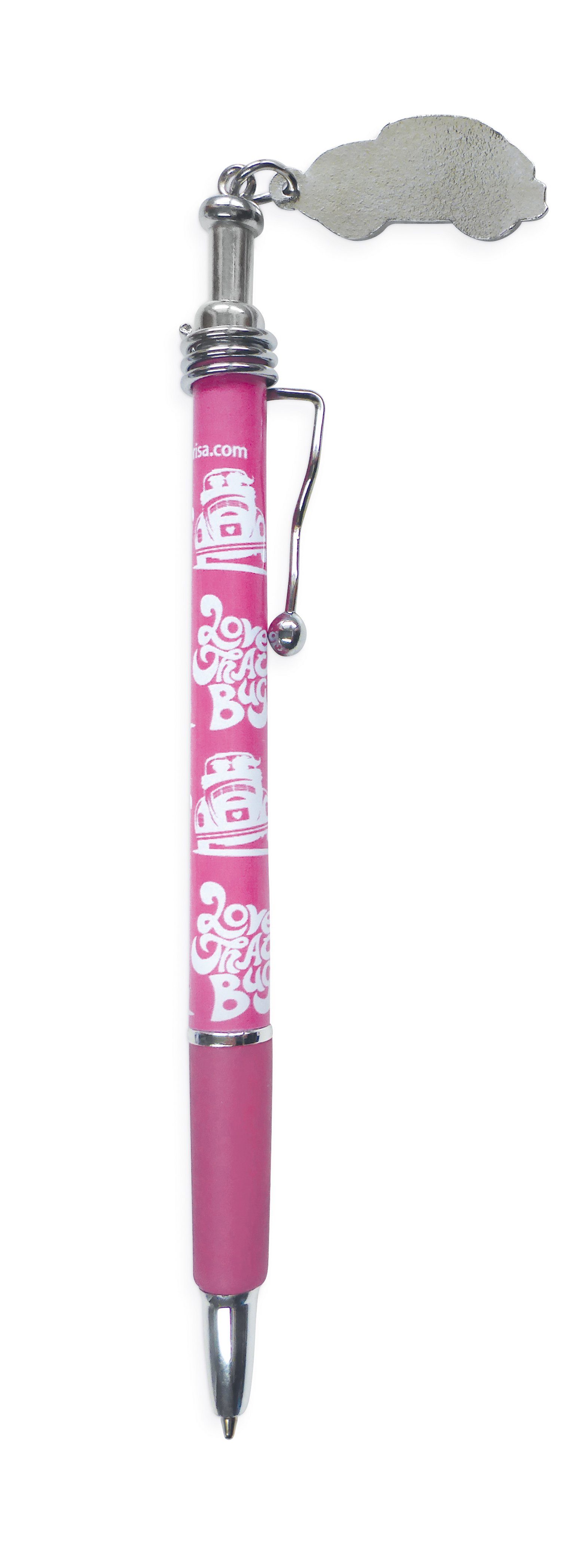 VW Collection by BRISA Kugelschreiber Volkswagen Stift mit Charm-Anhänger, im rosa VW Käfer Design