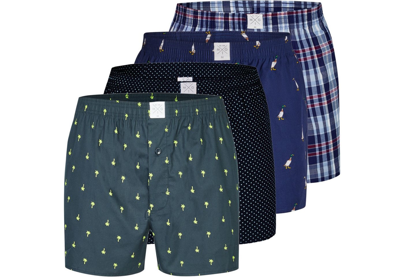 MG-1 Boxershorts MG-1 Herren Webboxer 4er / 6er Pack Baumwolle desortierte Boxershorts (1-St)