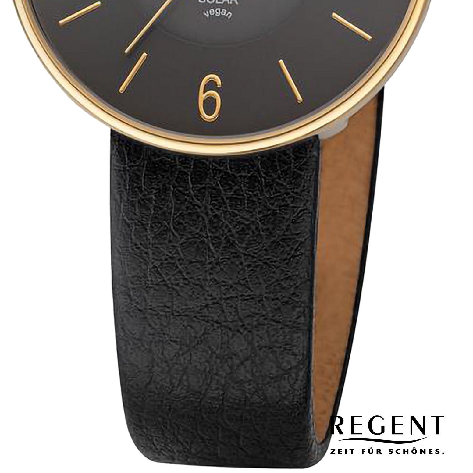 Regent Digitaluhr Regent Damen Armbanduhr Analog, (Analoguhr), Damen Armbanduhr rund, extra groß (ca. 33mm), Lederarmband