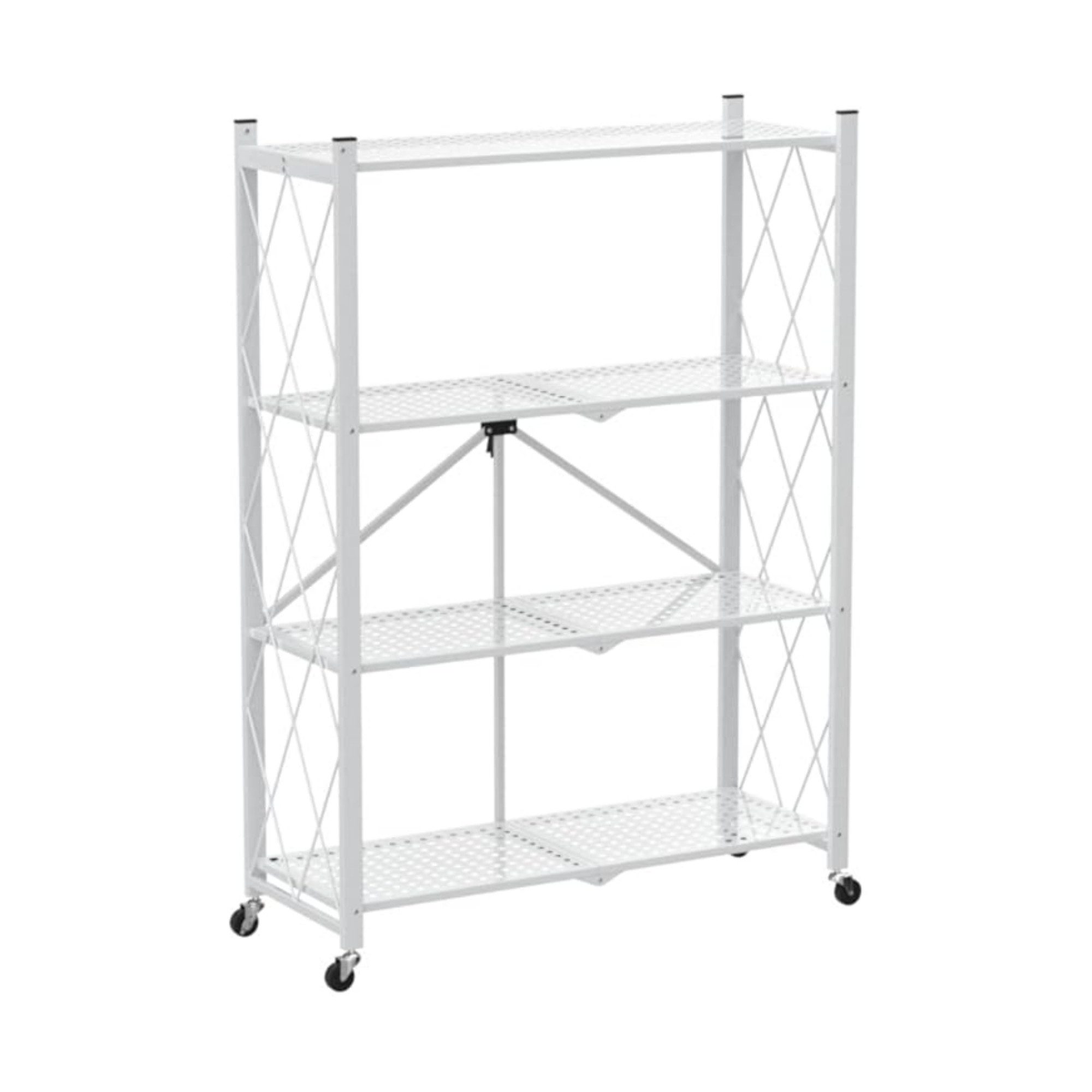 BERLINLODGE® Schwerlastregal Mehrzweckregal Wohnreal Küchenregal Rollbares Klappregal KLAP, Schnell aufgeklappt, platzsparend verstaut, 50 kg Tragkraft je Ebene