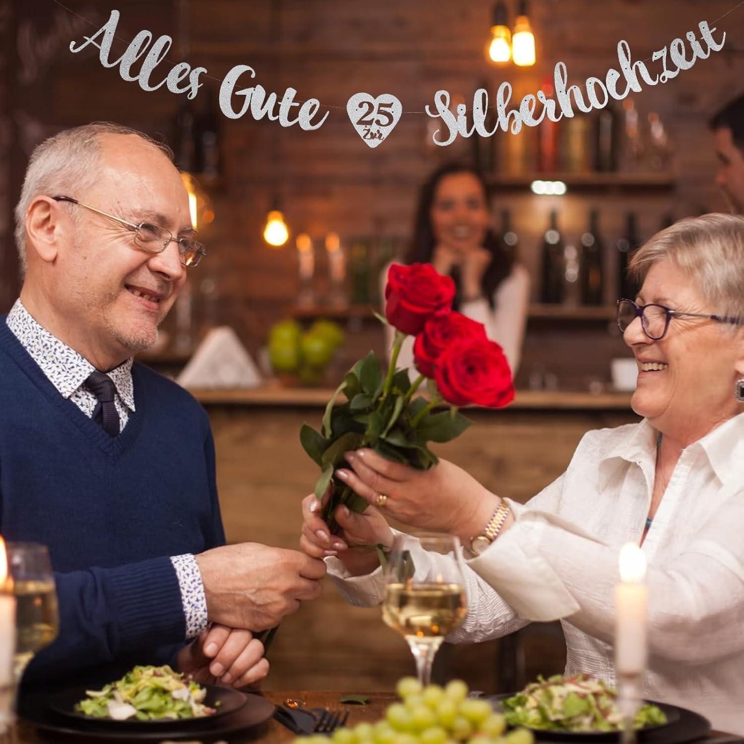 LuxusKollektion Hängedekoration Silberhochzeit Deko Banner Glitzer Papier Hänge Dekoration