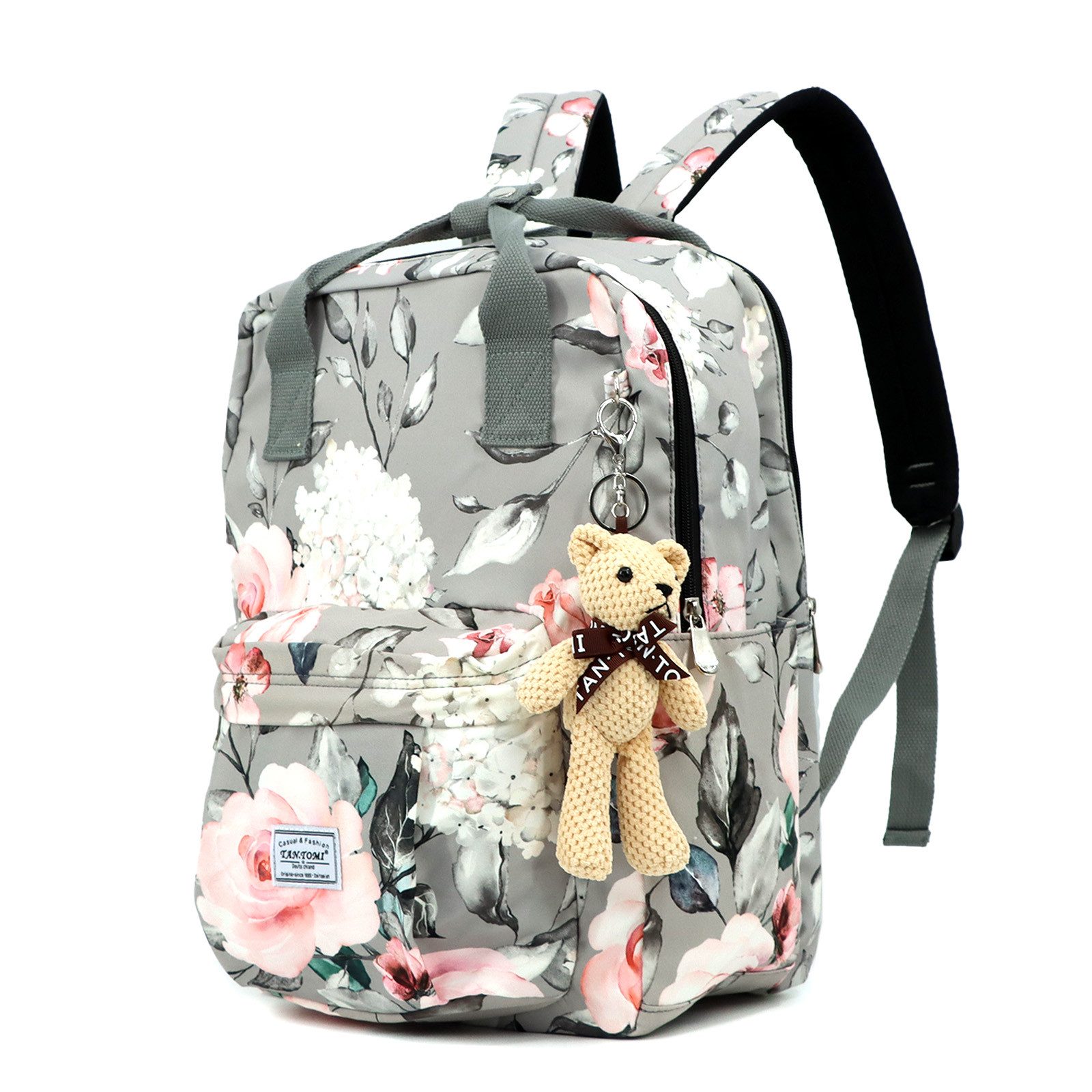 TAN.TOMI Schulrucksack Schulrucksäcke Teenager Mädchen, Tagesrucksack mit Laptopfach (Mitgeliefert wird ein kleiner Teddybär-Anhänger), Schultasche Mädchen, Casual Rucksack Teenager Mädchen