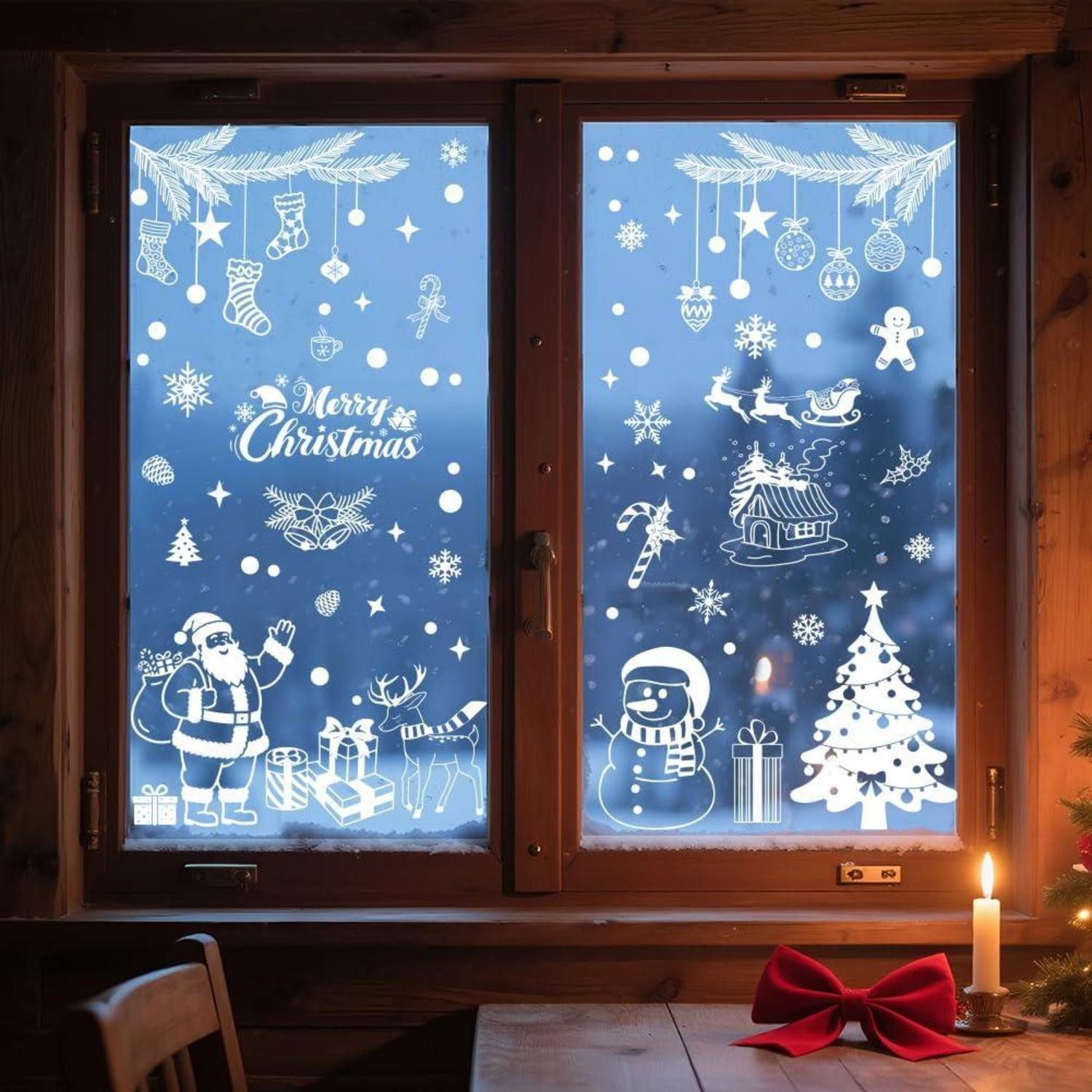 LuxusKollektion Fensterbild Fensteraufkleber Weihnachtsbaum Schneemann doppelseitig
