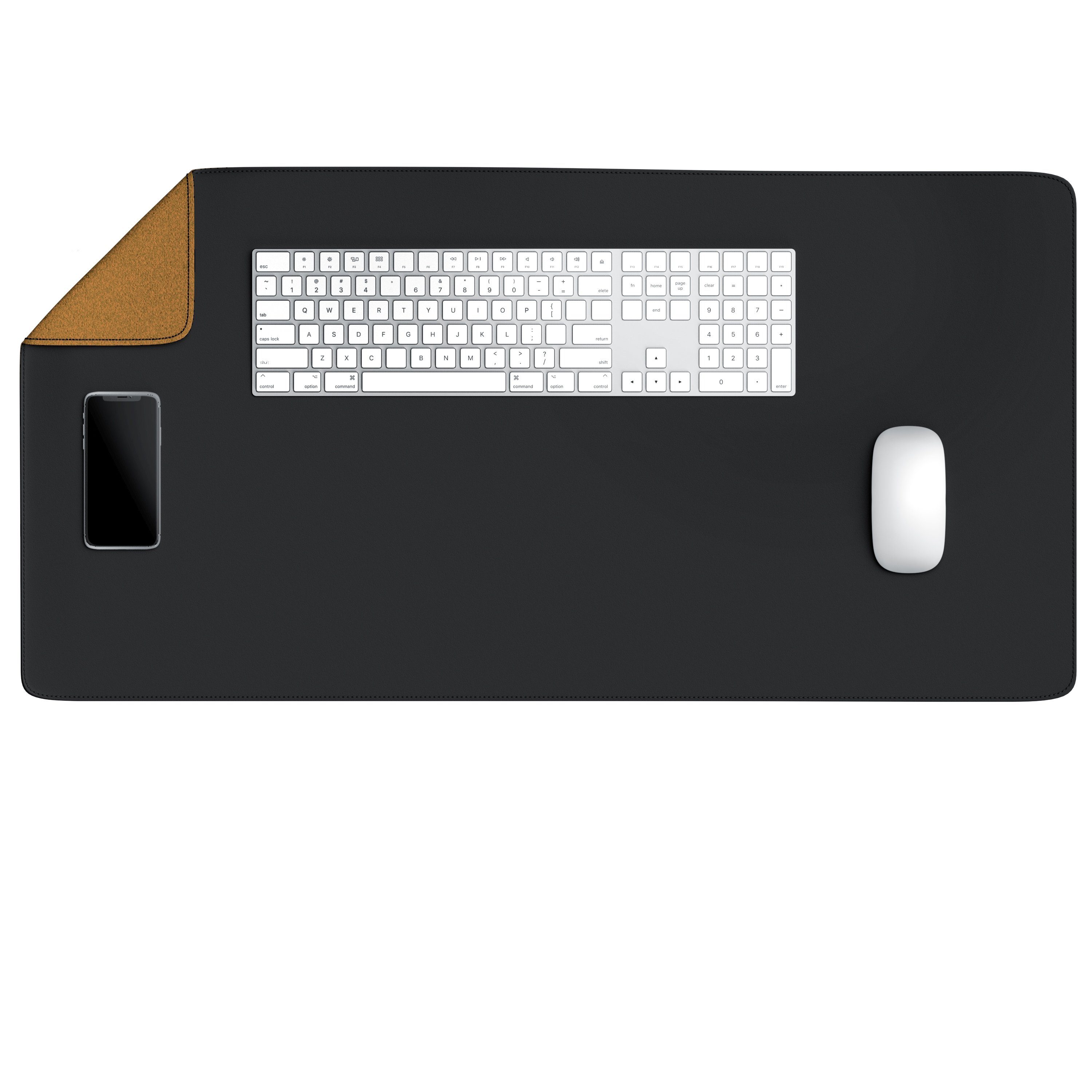 CSL Mauspad XXL Mousepad 800 x 400 x 3 mm, Tischunterlage, Elegante Leder Optik (1-St), rutschfest, abwaschbar, Geschwindigkeit & Präzision, schwarz – Bild 3 von 5