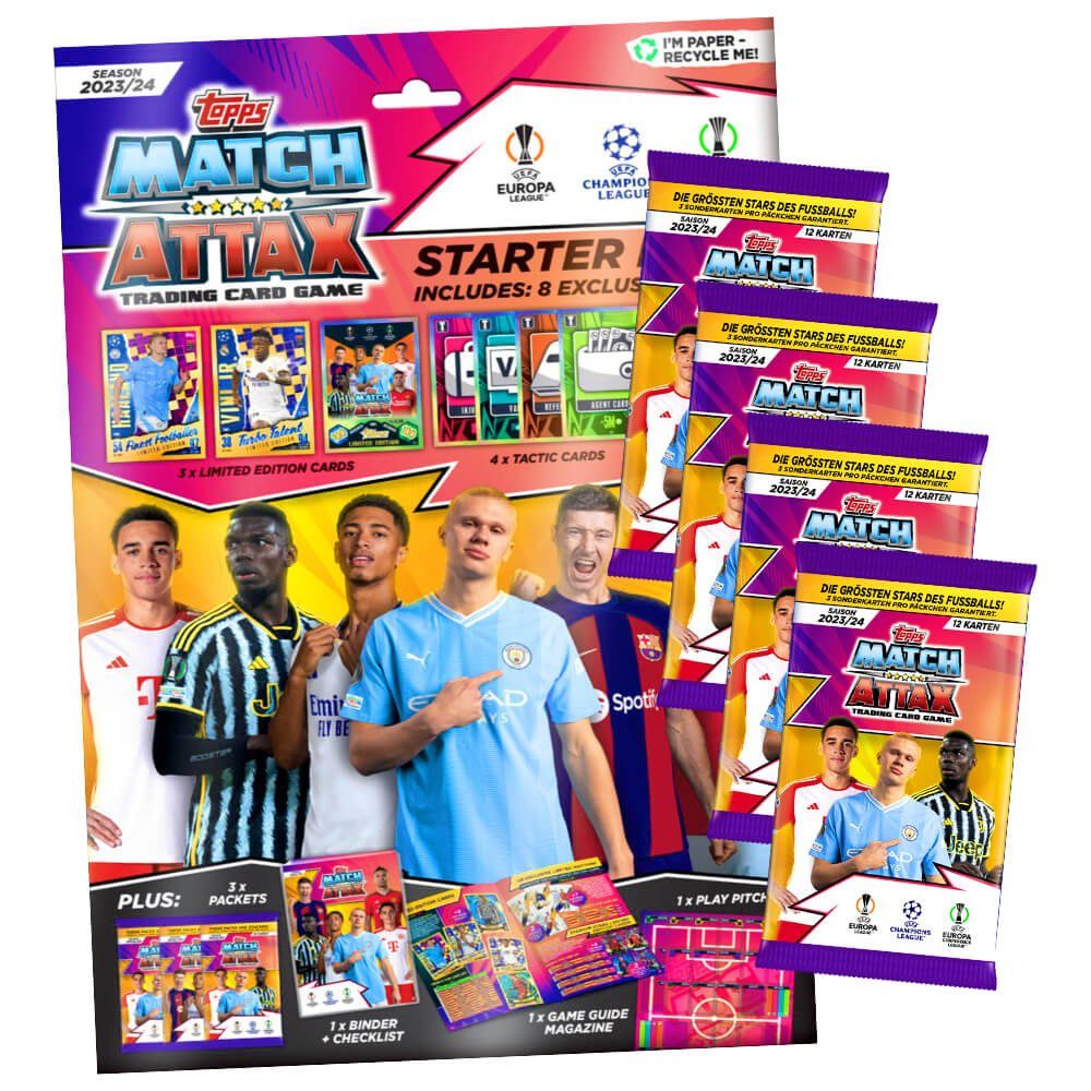Topps Sammelkarte Topps Match Attax Karten Champions League 20232024 1 Starter + 4, Match
