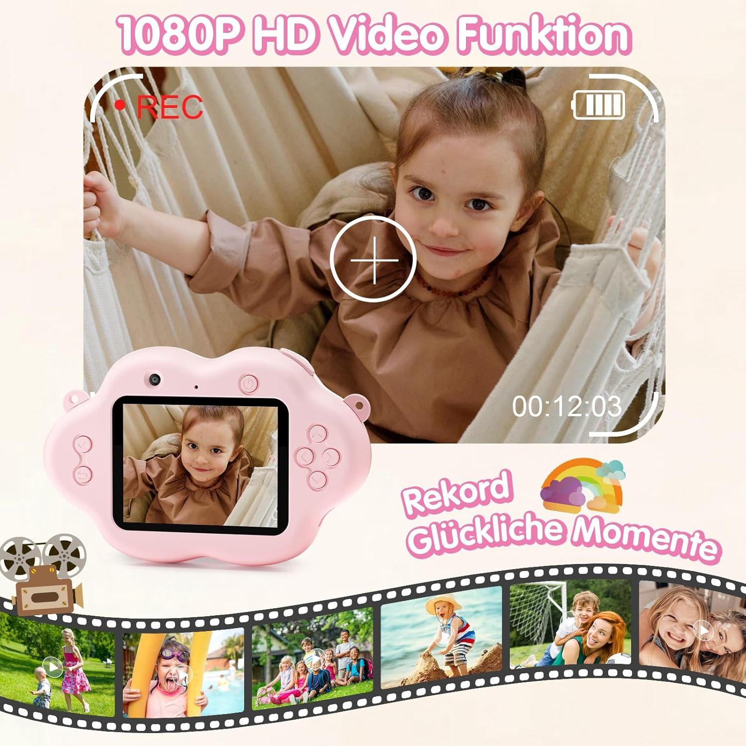 Vivitar 20MP mit 1080P HD Video, 2,4 Zoll IPS Bildschirm, Duale Front Kinderkamera (20 MP, inkl. Digitalkamera für Kinder, Lern, Spielkamera mit Selfie Video funktion, Duale Front- & Rückkamera, 32GB Speicherkarte inklusive, USB-Aufladung)