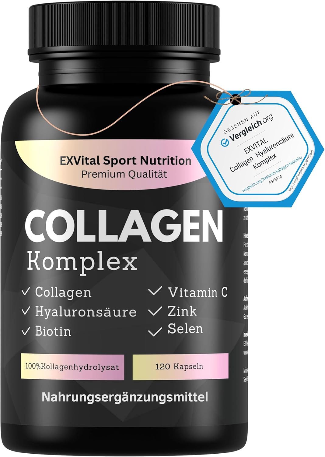 Collagen Hyaluronsäure Komplex mit Biotin, Vitamin C, B2, Zink & Selen Kapseln, 101 g