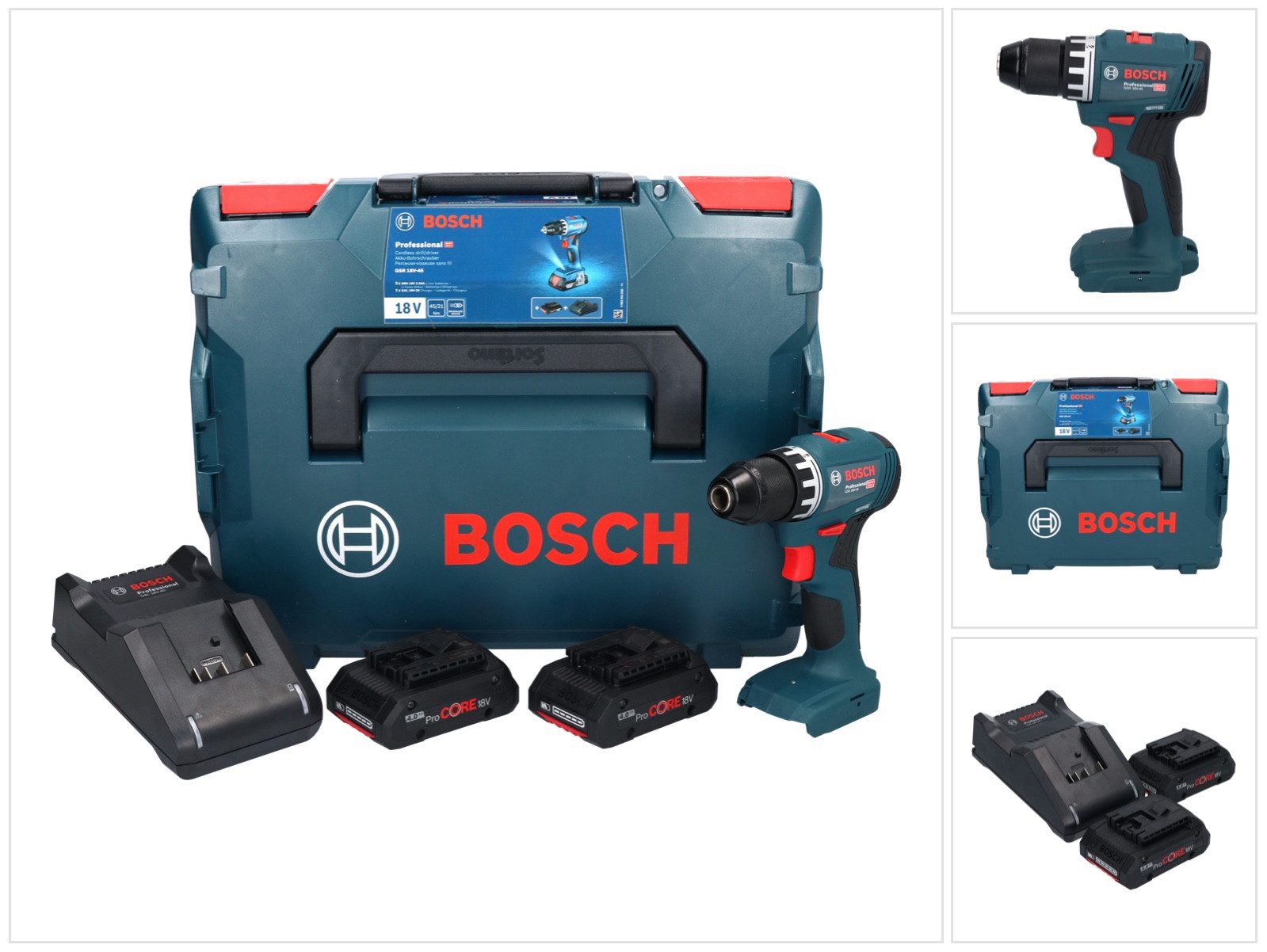 Bosch Professional Akku-Schrauber GSR 18V-45 Akku Bohrschrauber 18 V 45 Nm Brushless + 2x ProCORE Akku