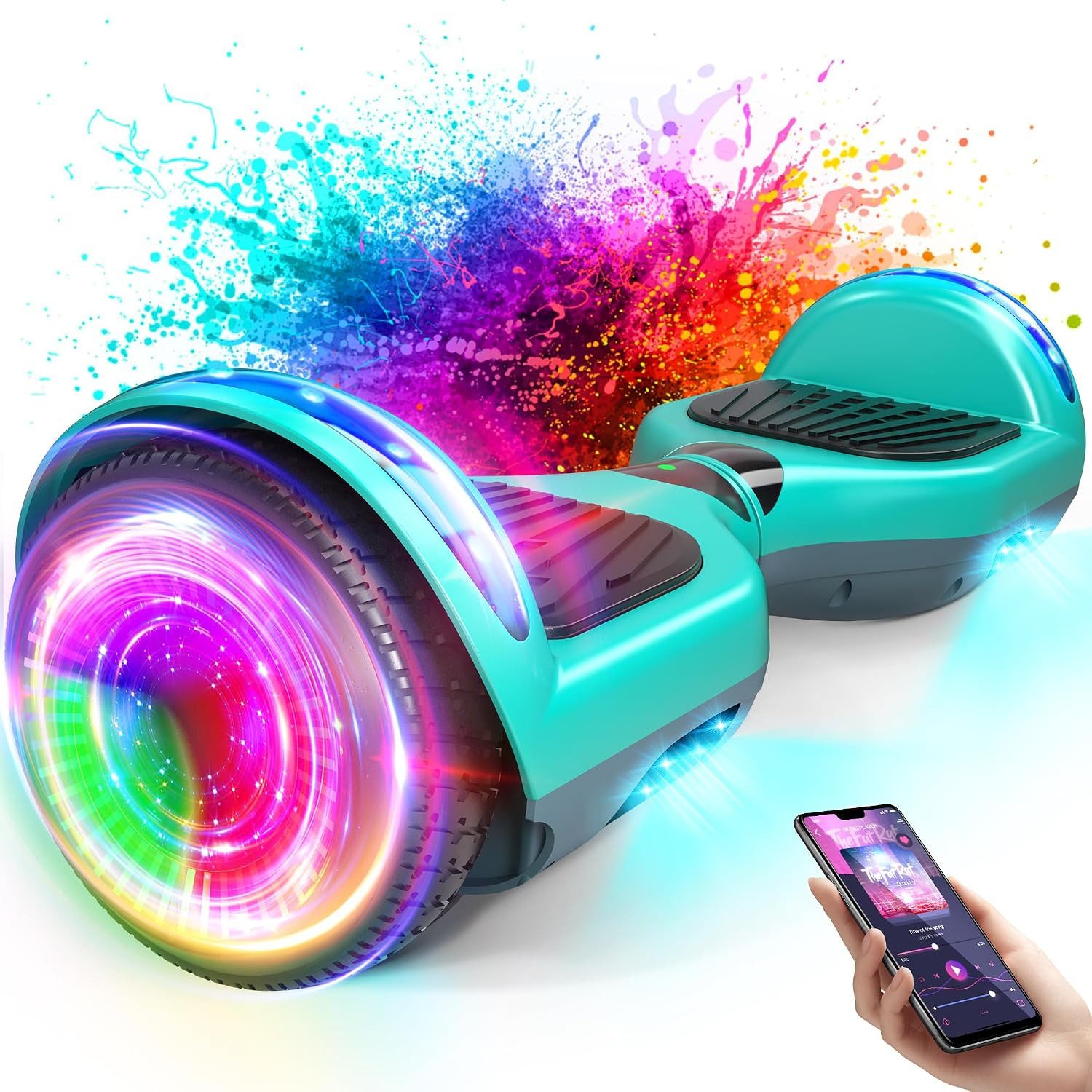 SISIGAD Balance Scooter 6,5 Zoll Dualmotorräder, Hoverboard mit LED-Licht, Smart Bluetooth, Hoverboard mit LED Lichter Bluetooth,Geschenk für Kinder