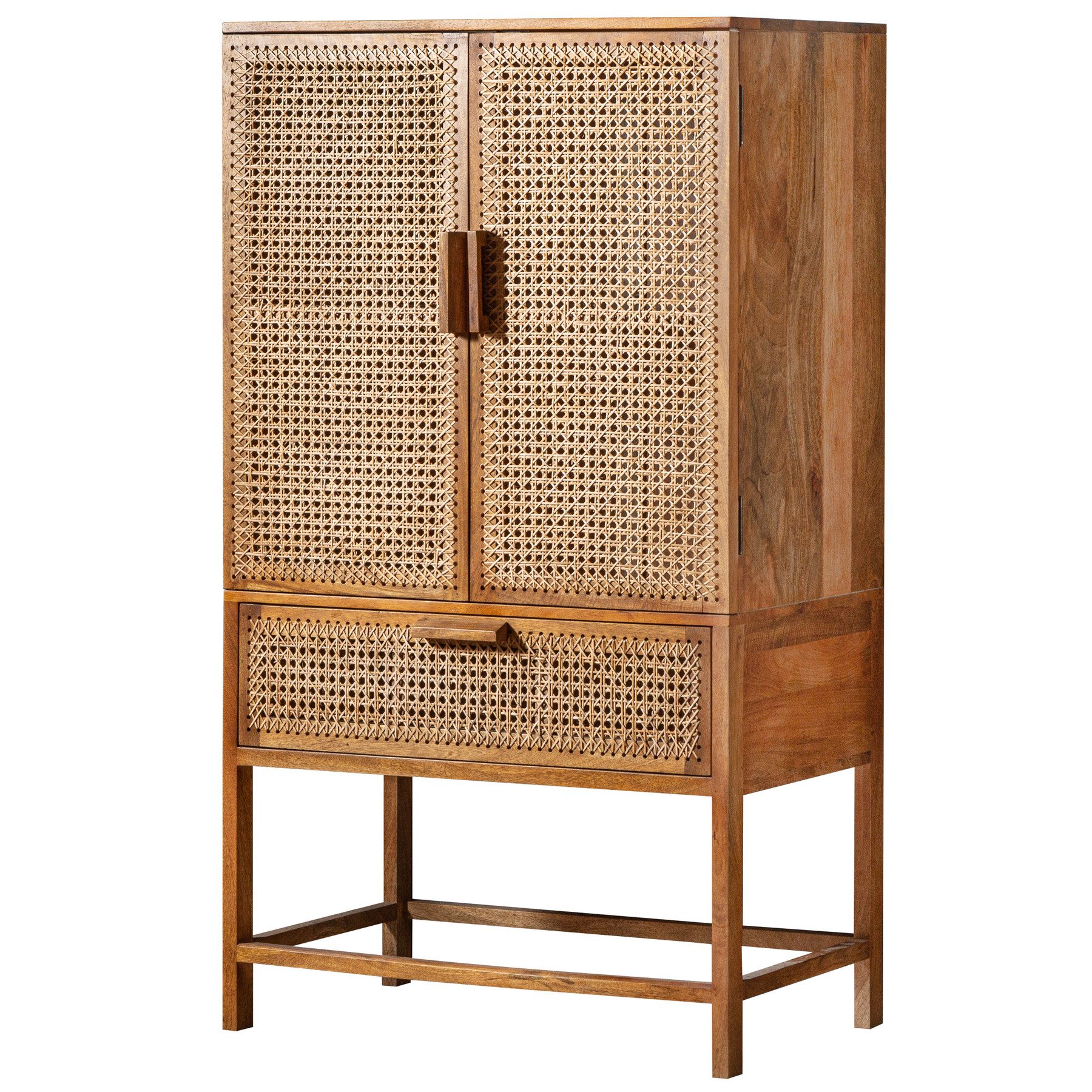 riess-ambiente Highboard BAMBOO LOUNGE 140cm natur, Massivholz · Schrank · Wohnzimmer · mit Wiener Geflecht · Urban Jungle