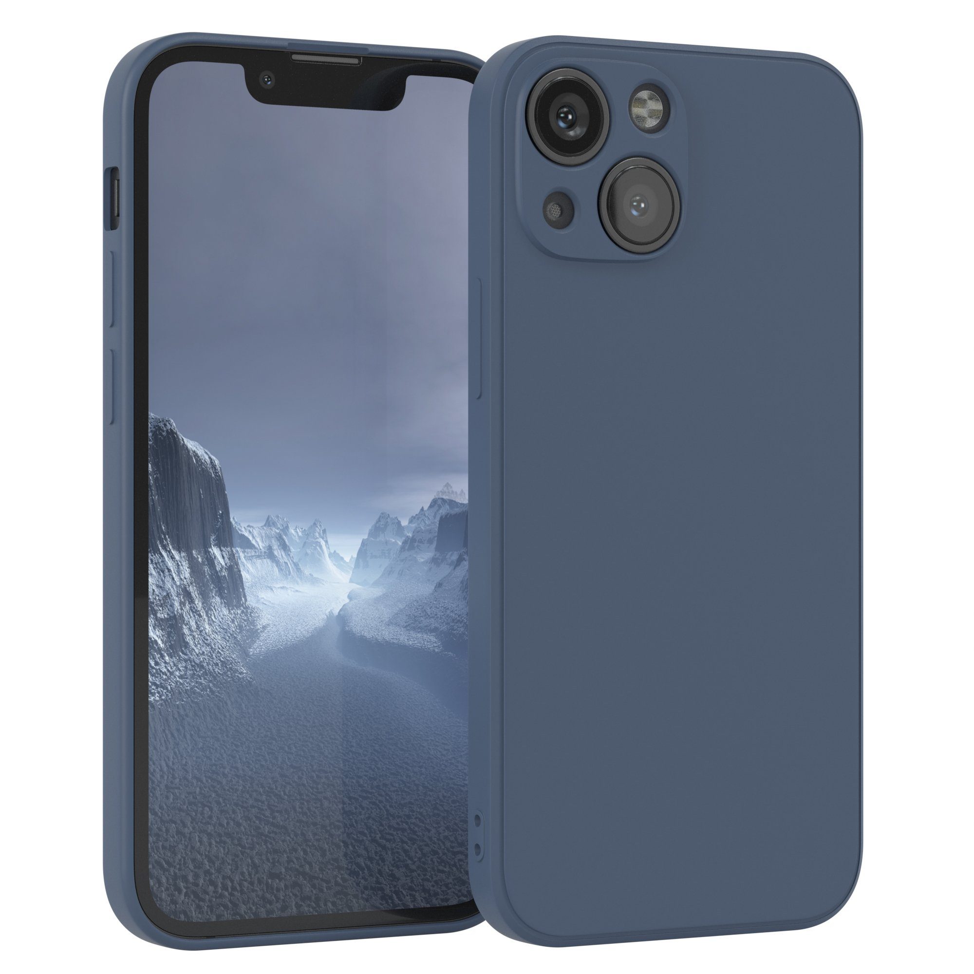 EAZY CASE Handyhülle für Apple iPhone 13 Mini Hülle Silikon 5,4 Zoll, Handy Softcase mattierte Silikonhülle Back Cover Soft Blau / Petrol