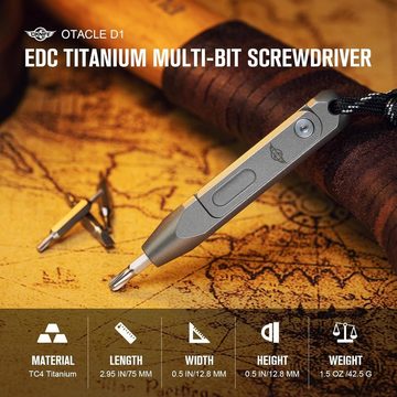 oknife Multitool Otacle D1 EDC Multibit-Schraubendreher aus Titan, (8 in 1 Mini Screwdriver Set Magnetic Repair Multitool)