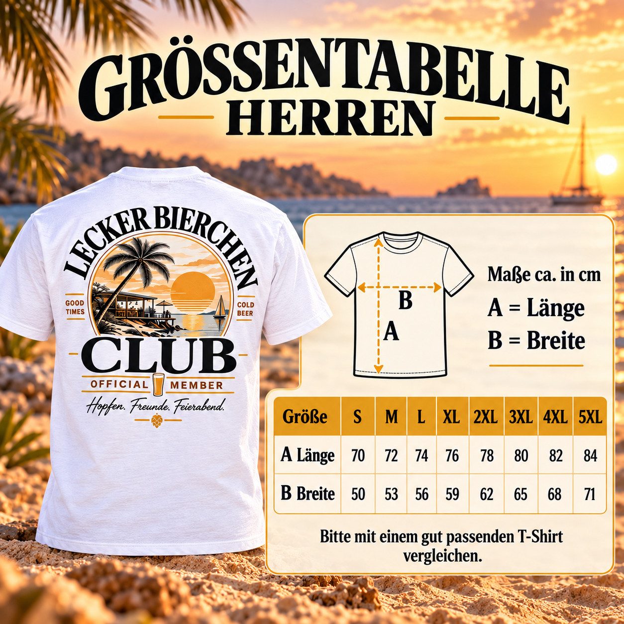 coole-fun-t-shirts Print-Shirt Herren T-Shirt Lecker Bierchen Club Weiß S–5XL Urlaub Geschenk für Biertrinker, Geschenk für Kollegen, Vereinskameraden – Bild 3 von 5