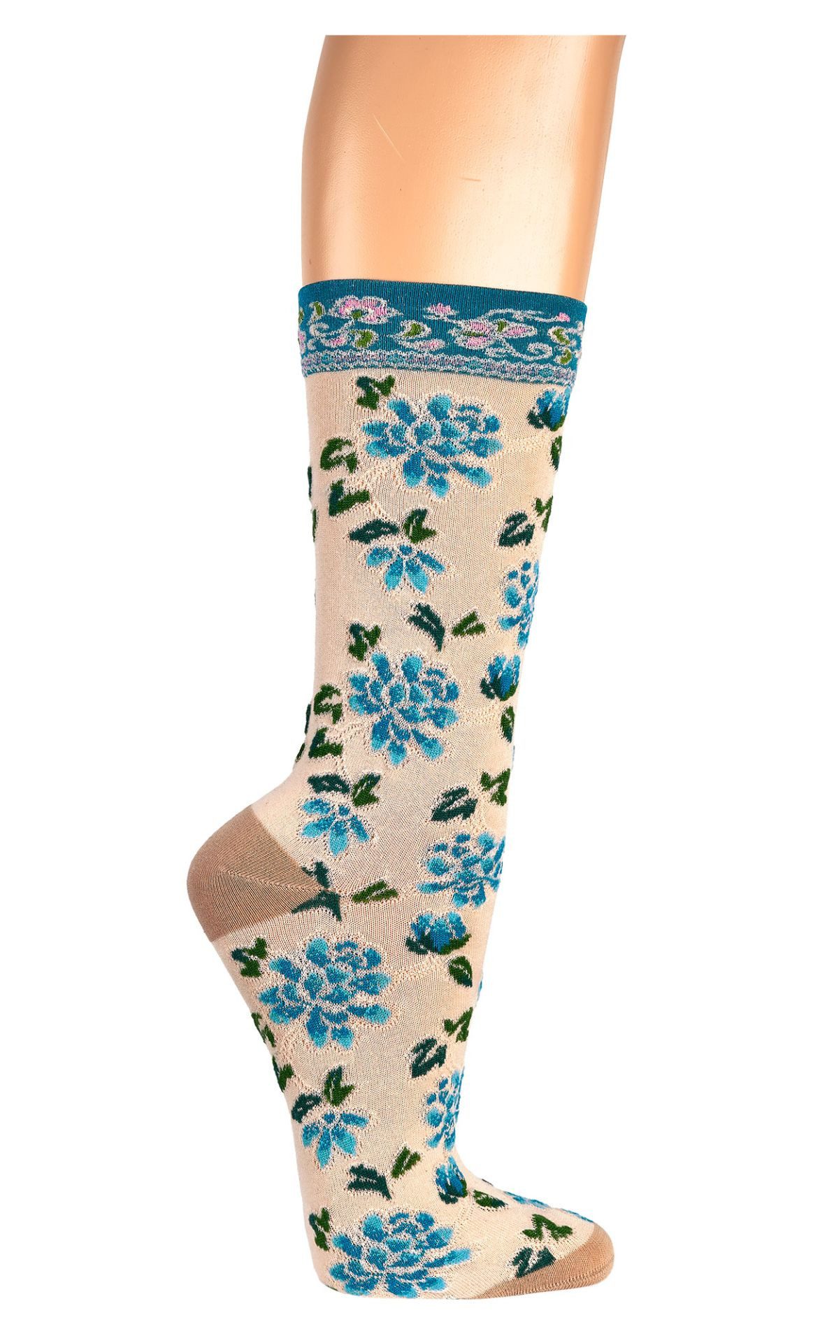 TippTexx 24 Freizeitsocken 6 Paar edle Romantik-Söckchen, Damensocken im Landhaus-Stil (6 Paar) mit verspielten Romantik-Designs