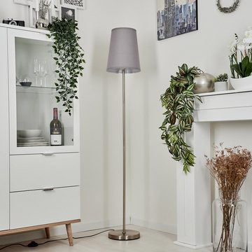 hofstein Stehlampe »Capodichino« Stehlampe aus Metall/Stoff in Nickel-matt/Weiß, ohne Leuchtmittel, Standlampe mit Stoffschirm, E27, Höhe 150cm, mit Fußschalter