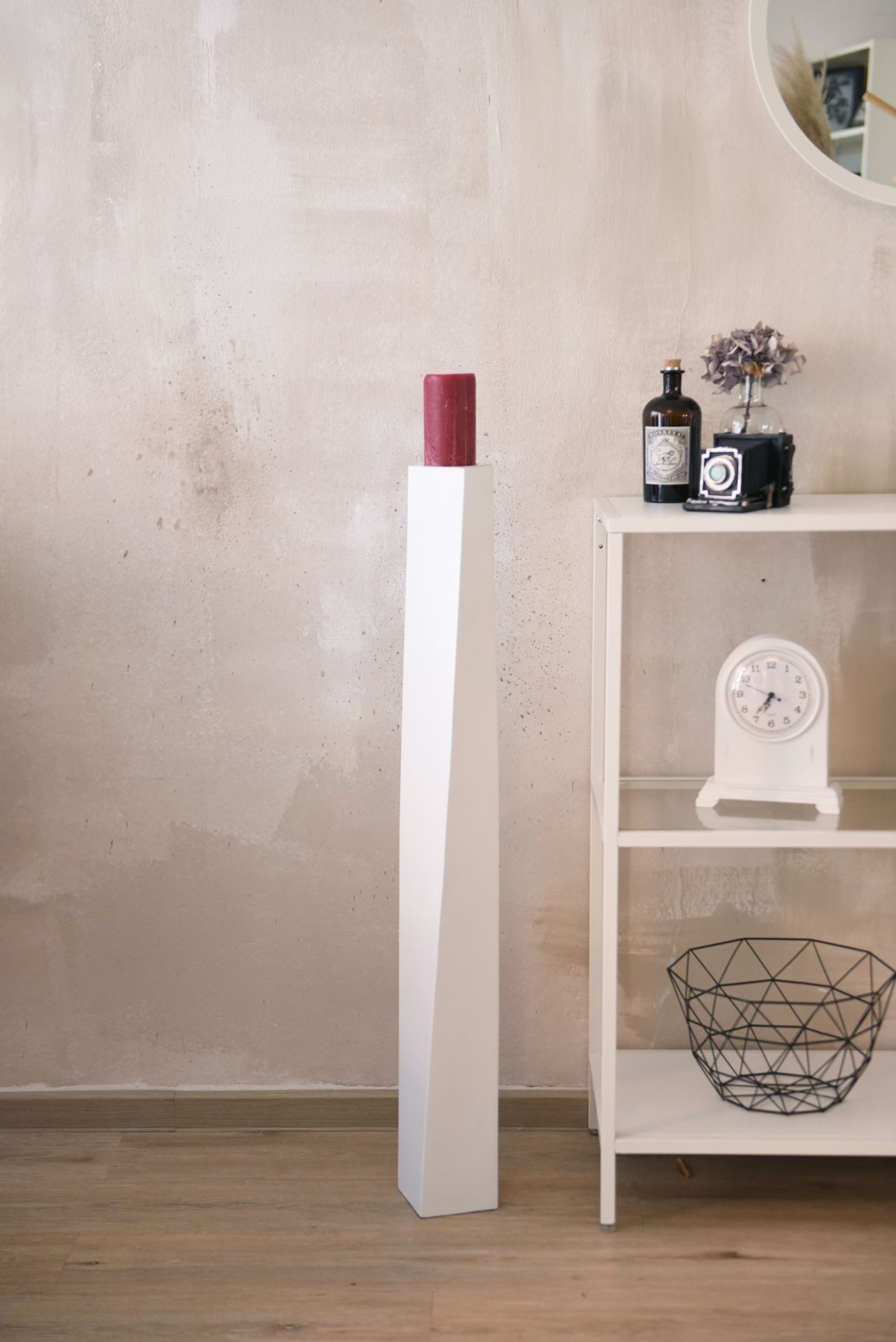 VIVANNO Bodenvase Kerzenständer Standkerzenhalter Fiberglas Weiß günstig online kaufen