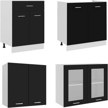 DOTMALL Schranksystem 4-teiliges Küchenschrank-Set aus schwarzem Holzwerkstoff