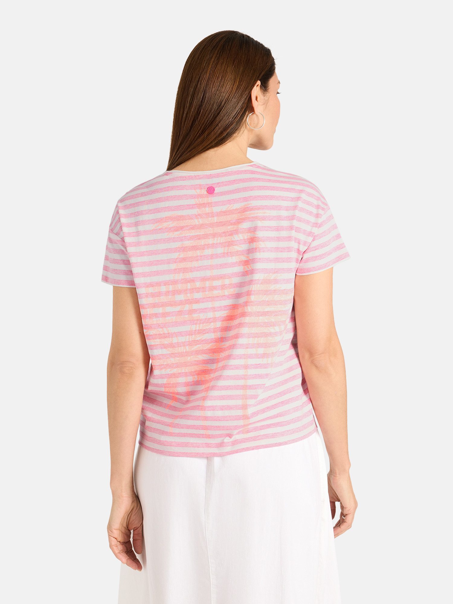 Lieblingsstück T-Shirt DollyL mit Rückenprint, V-Ausschnitt, gestreift