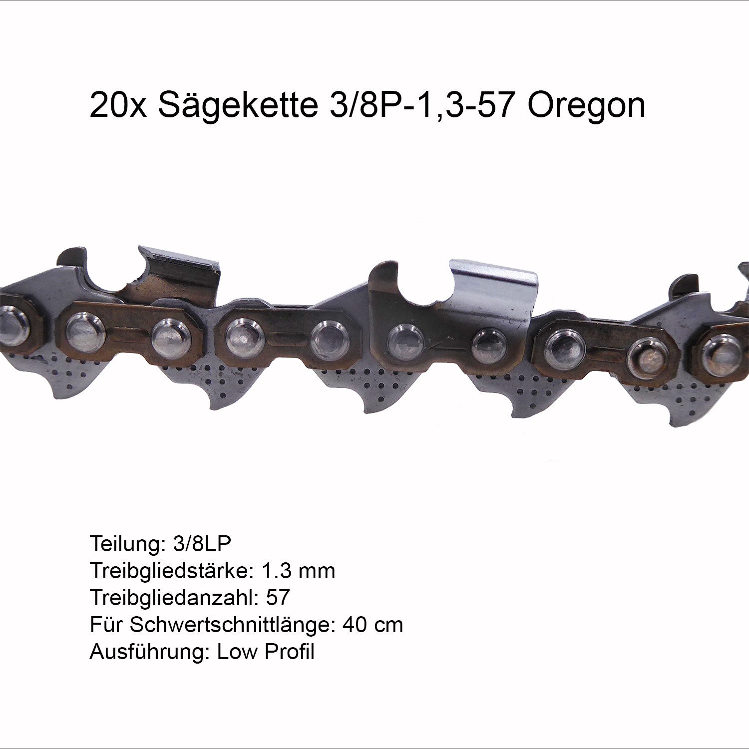 Oregon Ersatzkette 20 Stück Oregon Sägekette VersaCut 3/8P 1.3 mm 57 TG - 91VXL