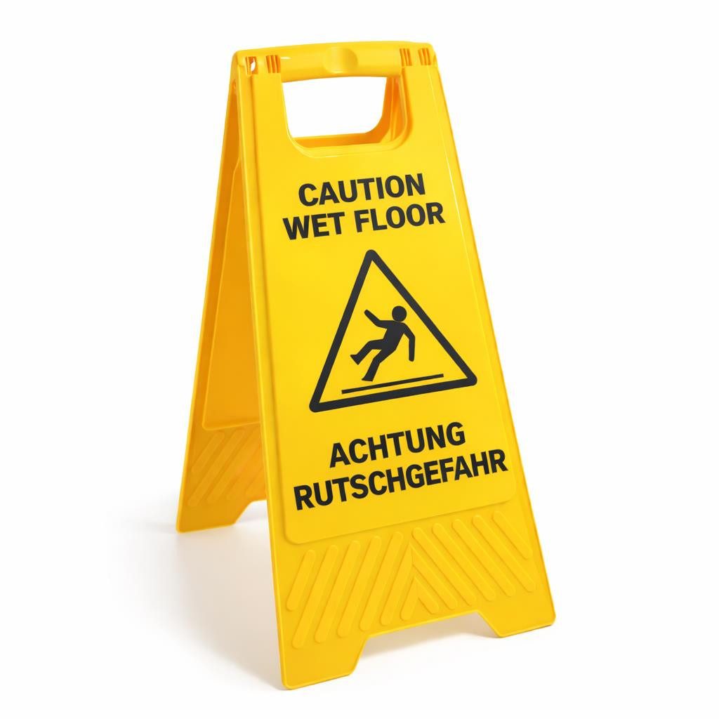 BAYLI Warnschild Warnschild Achtung Rutschgefahr bei Nässe 620x305 mm – Klappbarer