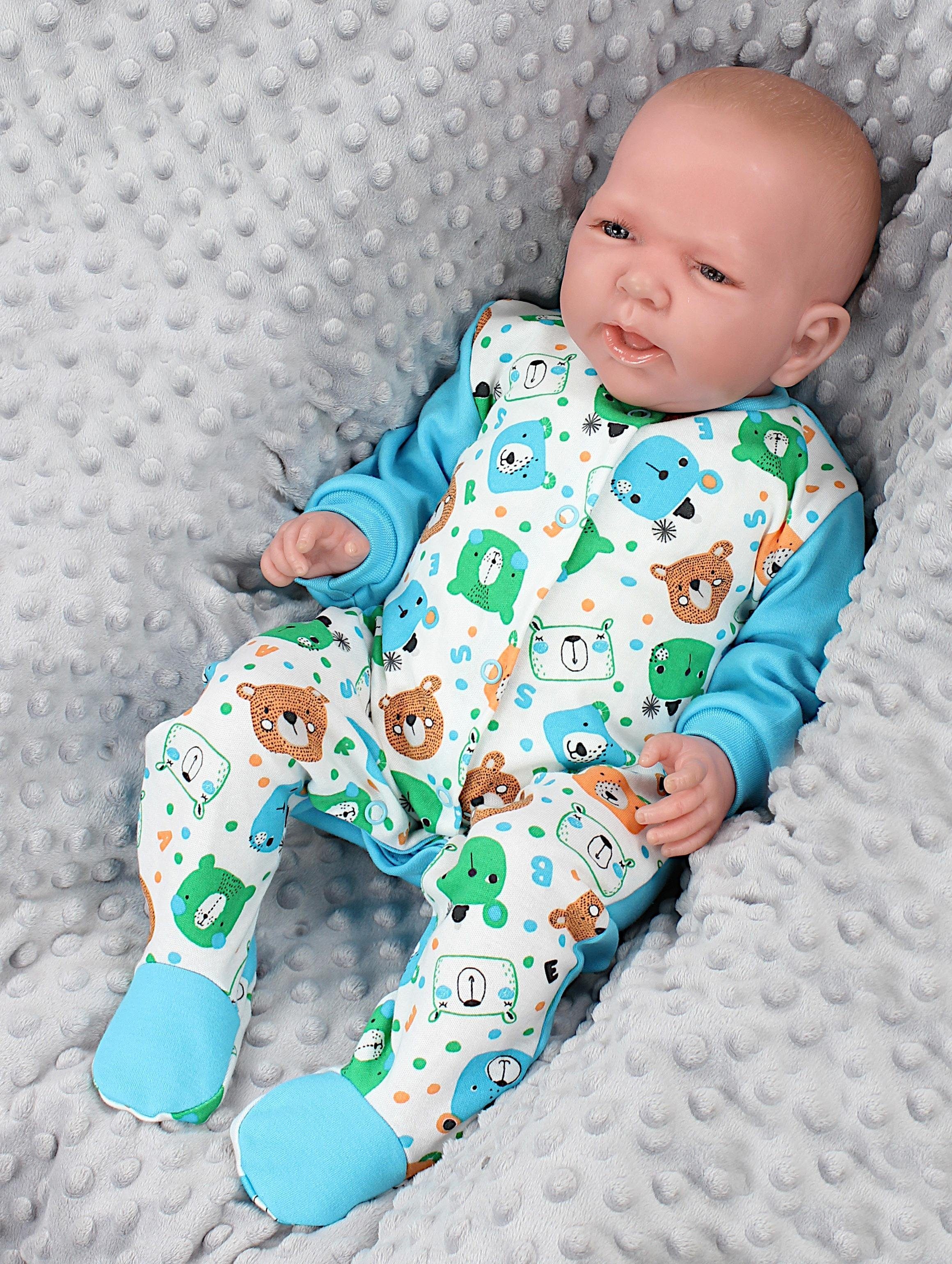 Schlafanzug 3er TupTam Fuß Baby Farbenmix 5 Pack mit Langarm Jungen Schlafstrampler Schlafoverall