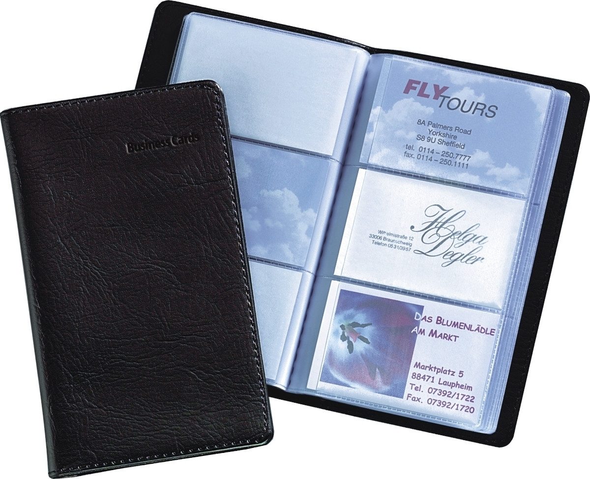 Sigel Visitenkartenhülle Visitenkarten-Mappe Lederoptik schwarz/matt für 120 Karten 90x58mm