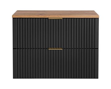 einfachgutemoebel Waschtisch-Set Badezimmer Waschplatz Blackened 80cm, zum Unterbau OBP Oak, schwarz, (Badmöbel Set, 1-St., Waschtisch Unterschrank)