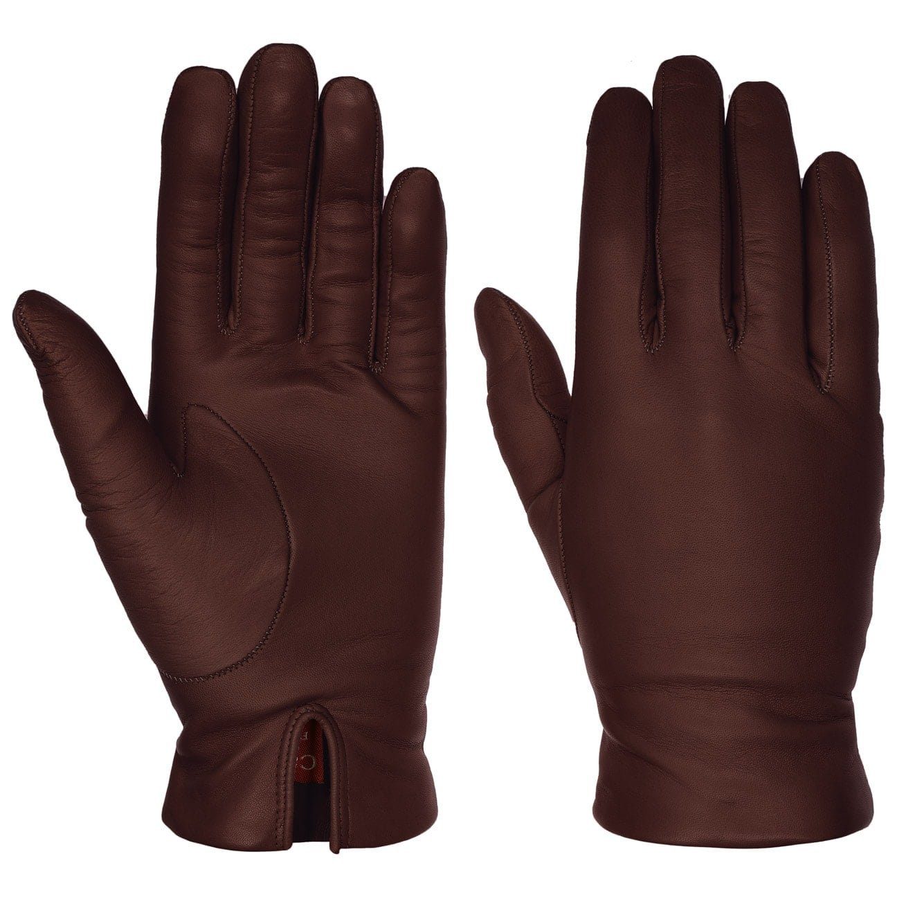 Caridei Lederhandschuhe Fingerhandschuhe mit Futter, Made in Italy bordeaux