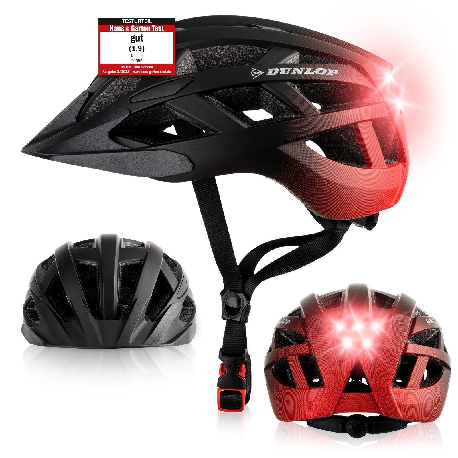 Dunlop Fahrradhelm Fahrradhelm mit Licht 3 Größen 3 Farben – Bild 2 von 5