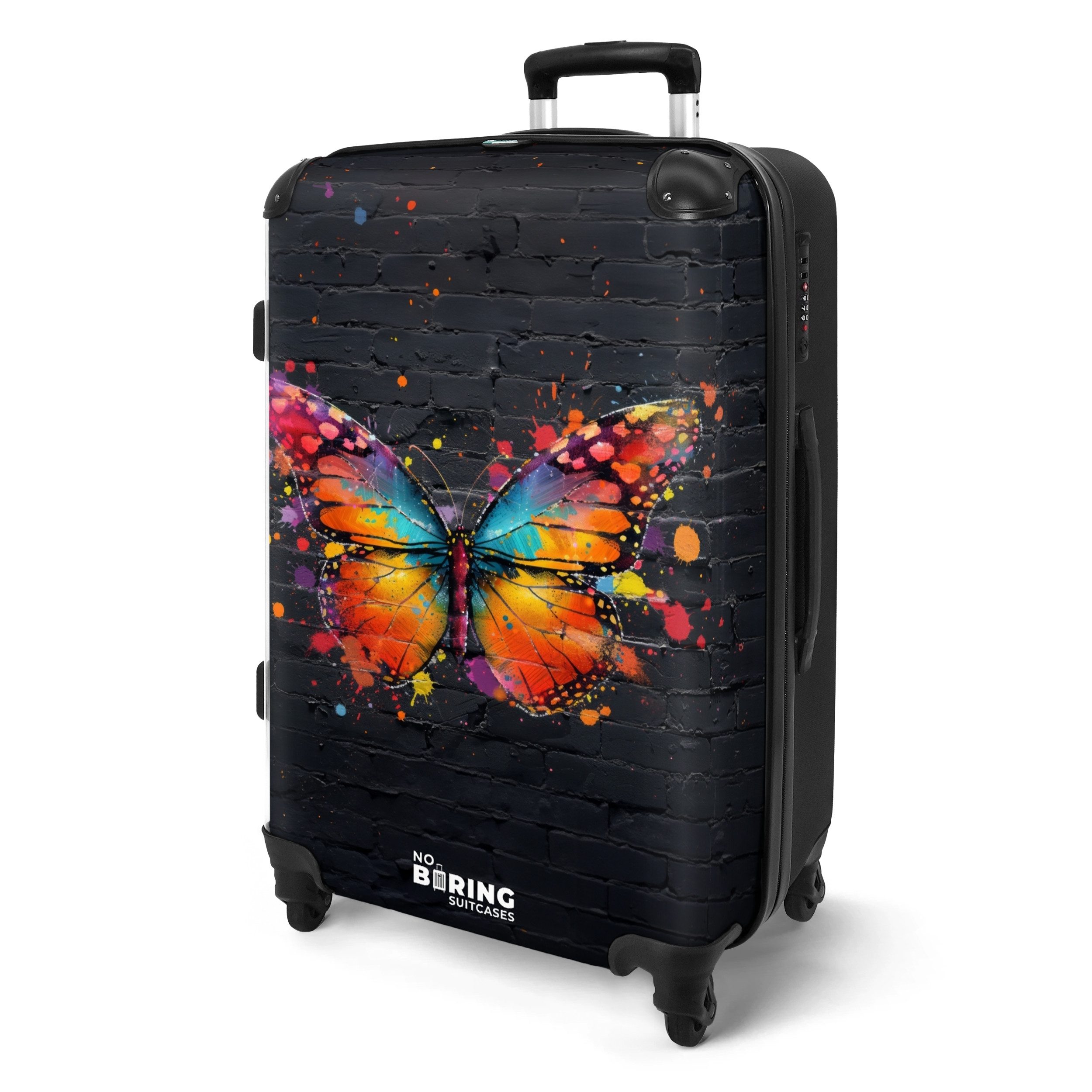 NoBoringSuitcases.com© Hartschalen-Trolley Graffiti-Schmetterling mit leuch günstig online kaufen