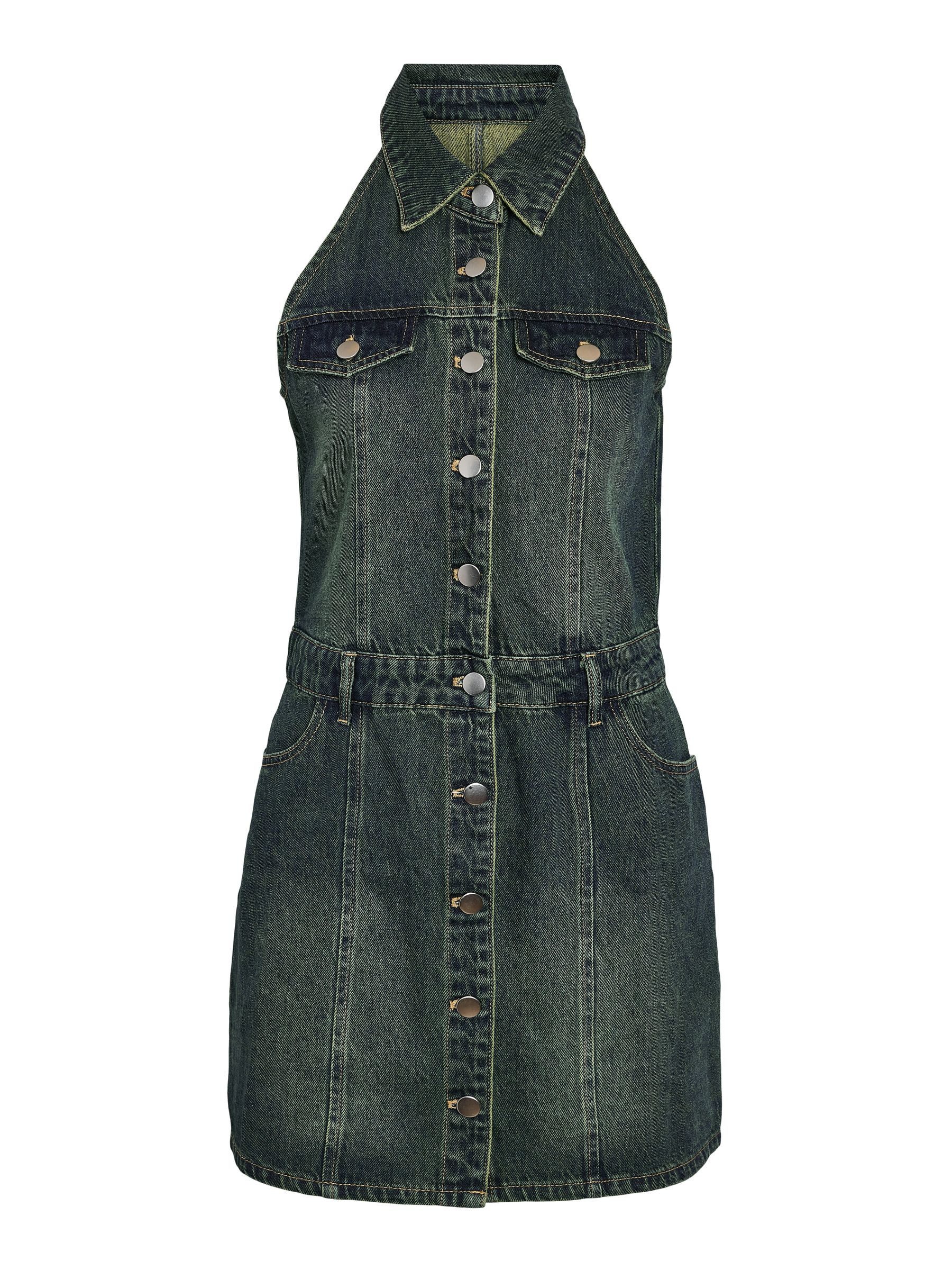 Noisy may Shirtkleid Modisches Denim-Design mit Knöpfen und Neckholder (min günstig online kaufen