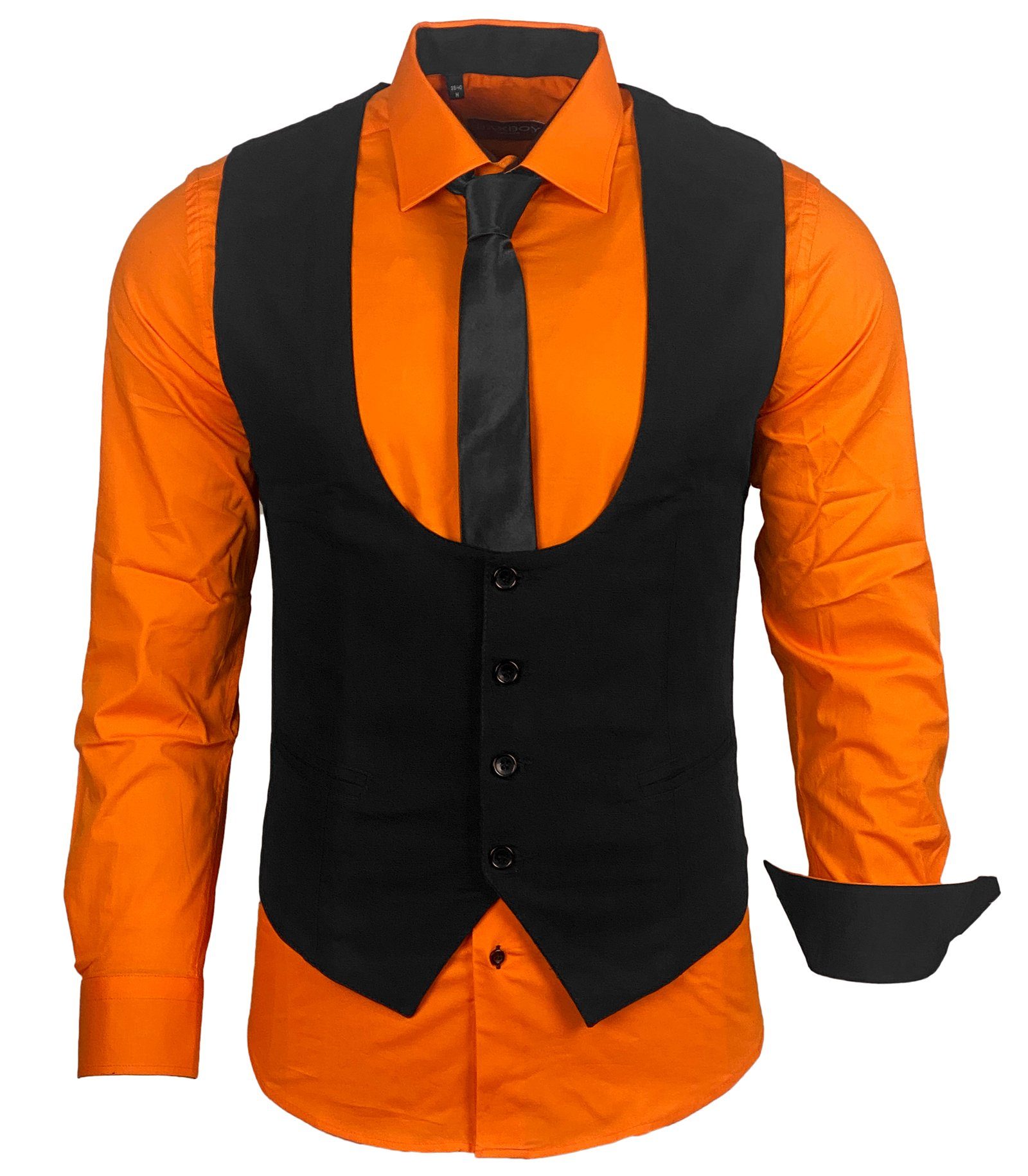 Baxboy Langarmhemd Baxboy Hemd/Weste/Krawatte Set Business Herrenanzug-Set HWKR B-101 – Bild 2 von 4
