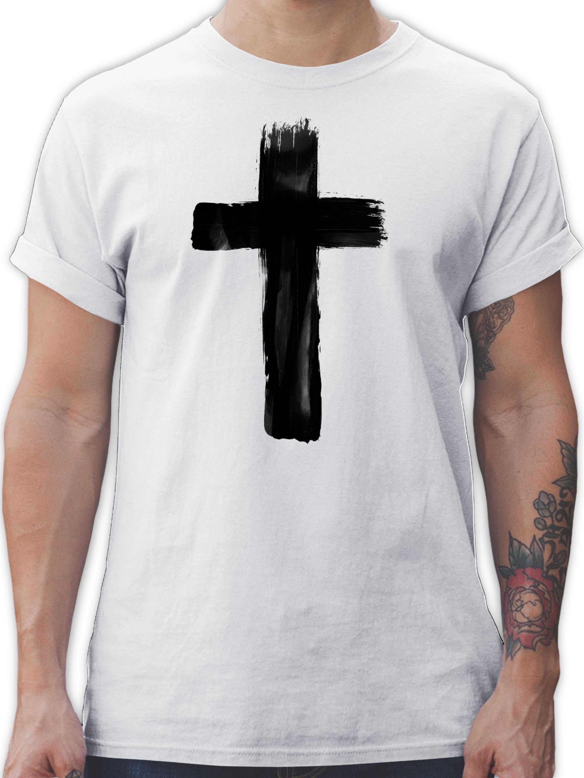 Shirtracer T-Shirt Kreuz Vintage Symbol und Zeichen Outfit 2 Weiß