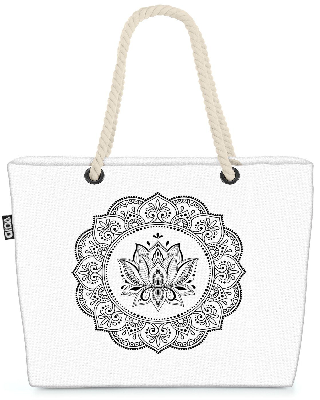 VOID Strandtasche (1-tlg), Mandala Lotus Blüte Beach Bag Tattoo Indien Asien asiatisch Körper Glück Orient