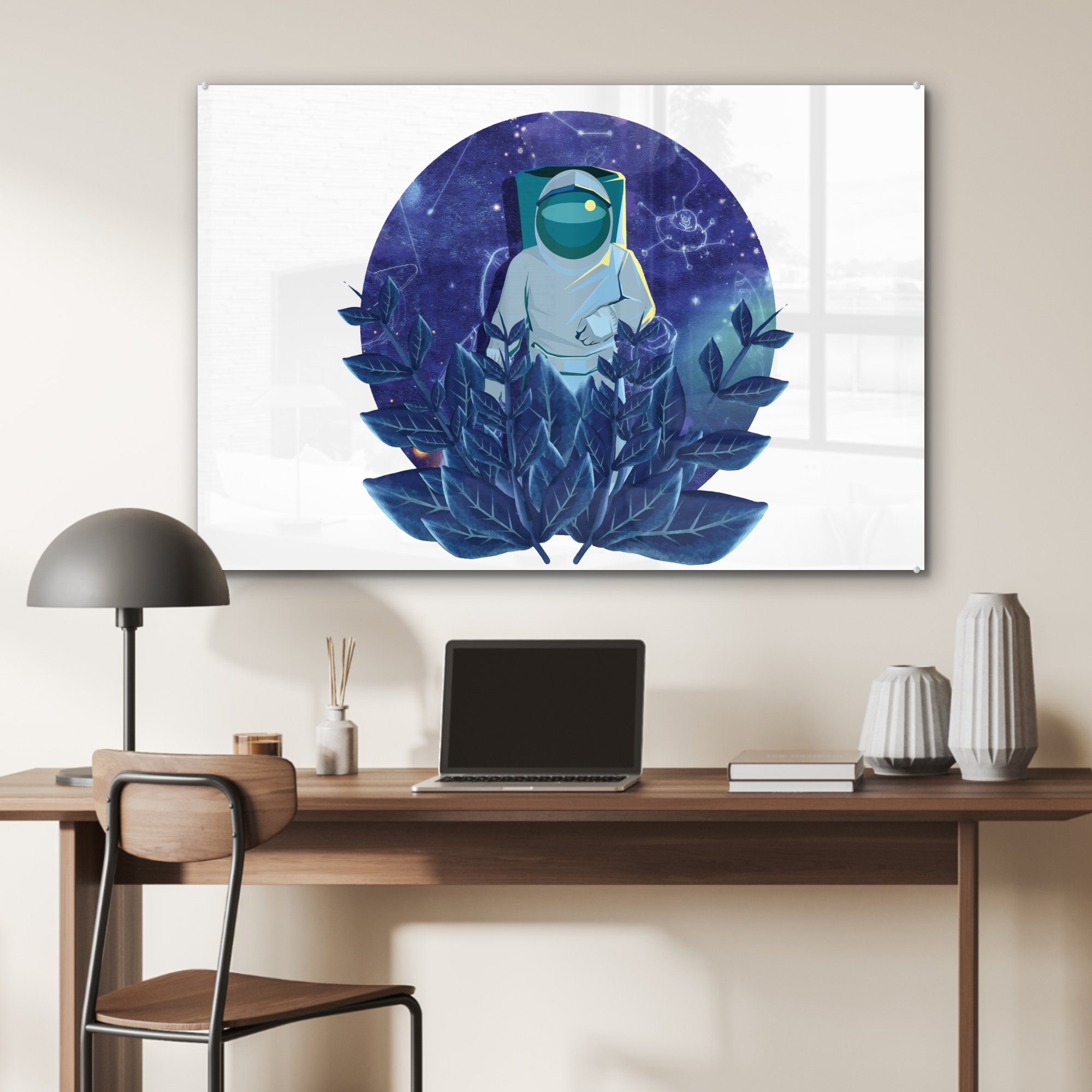 Wohnzimmer & St), Illustration MuchoWow (1 - Acrylglasbild - Astronaut, Kinder Acrylglasbilder Schlafzimmer